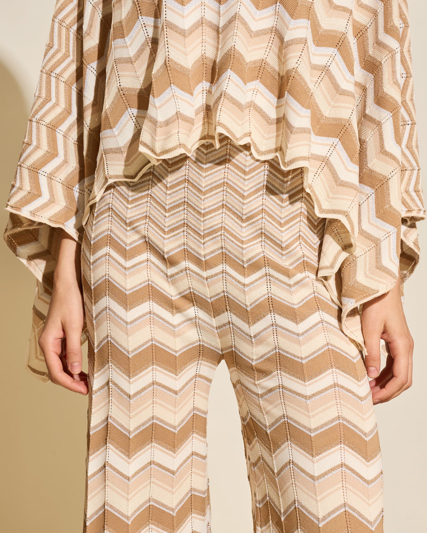 Chevron Knit Wide Leg Trousers