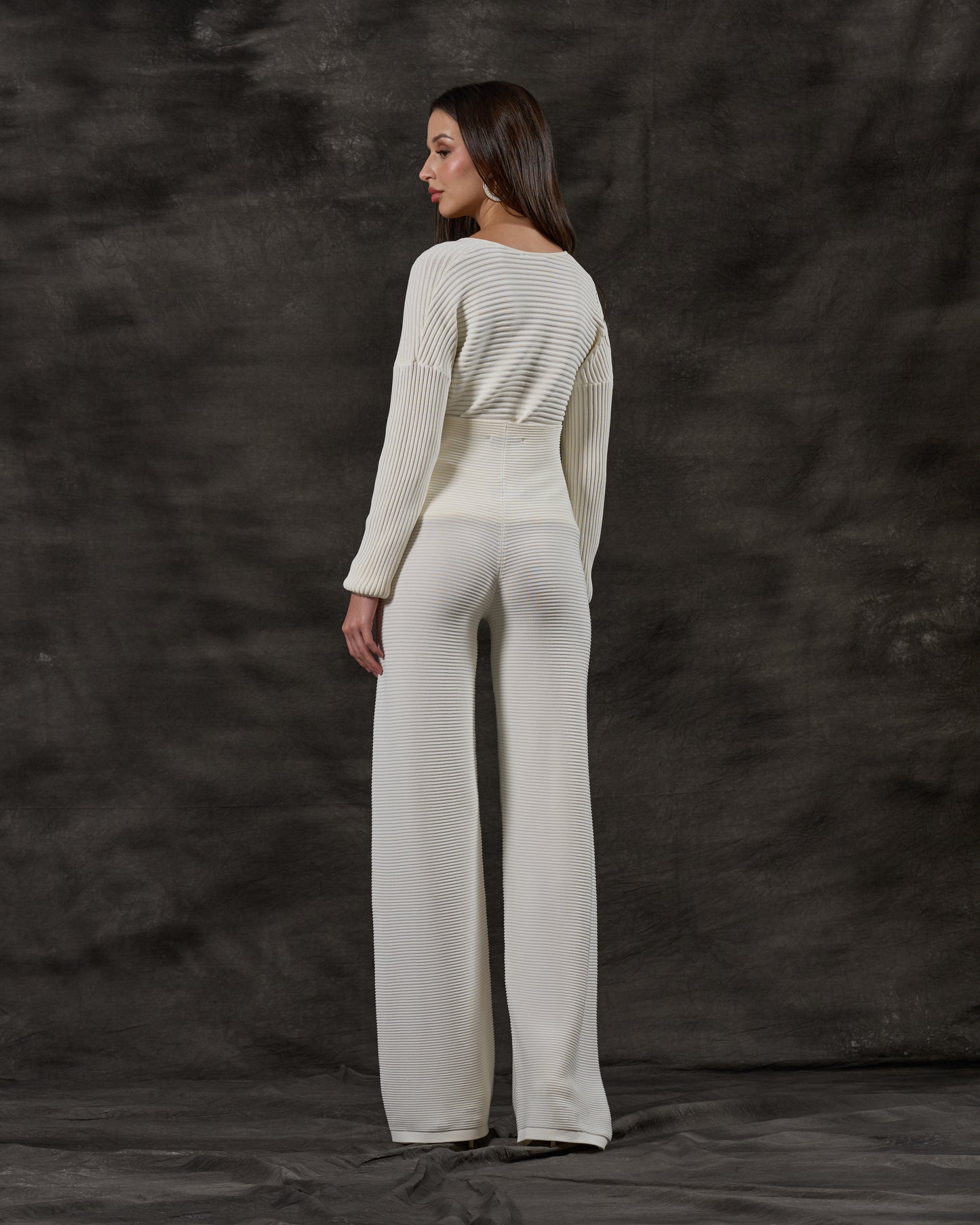 Ribbed Knit Wide-Leg Pants