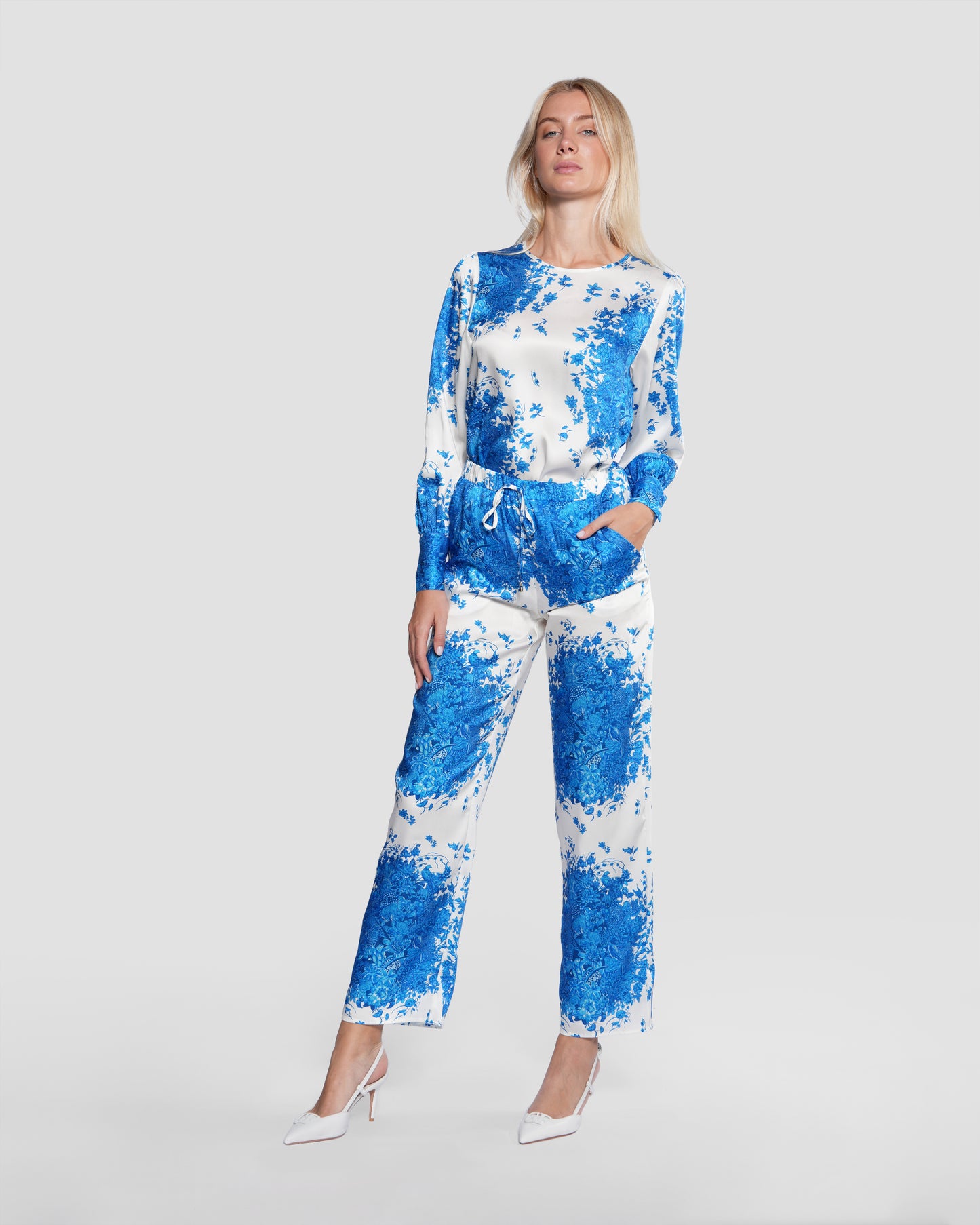 Vintage Floral Print Straight Pants
