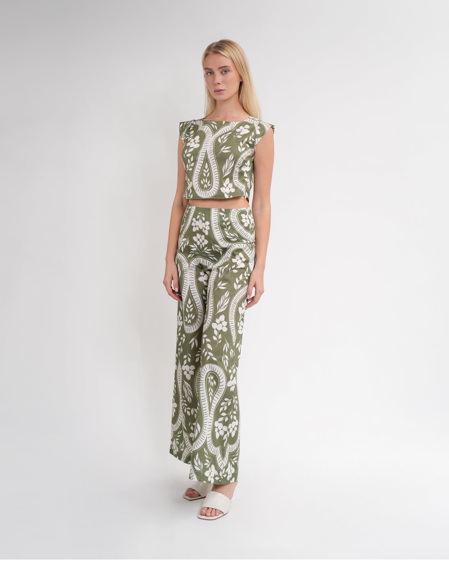 Paisley Print Wide Leg Pants