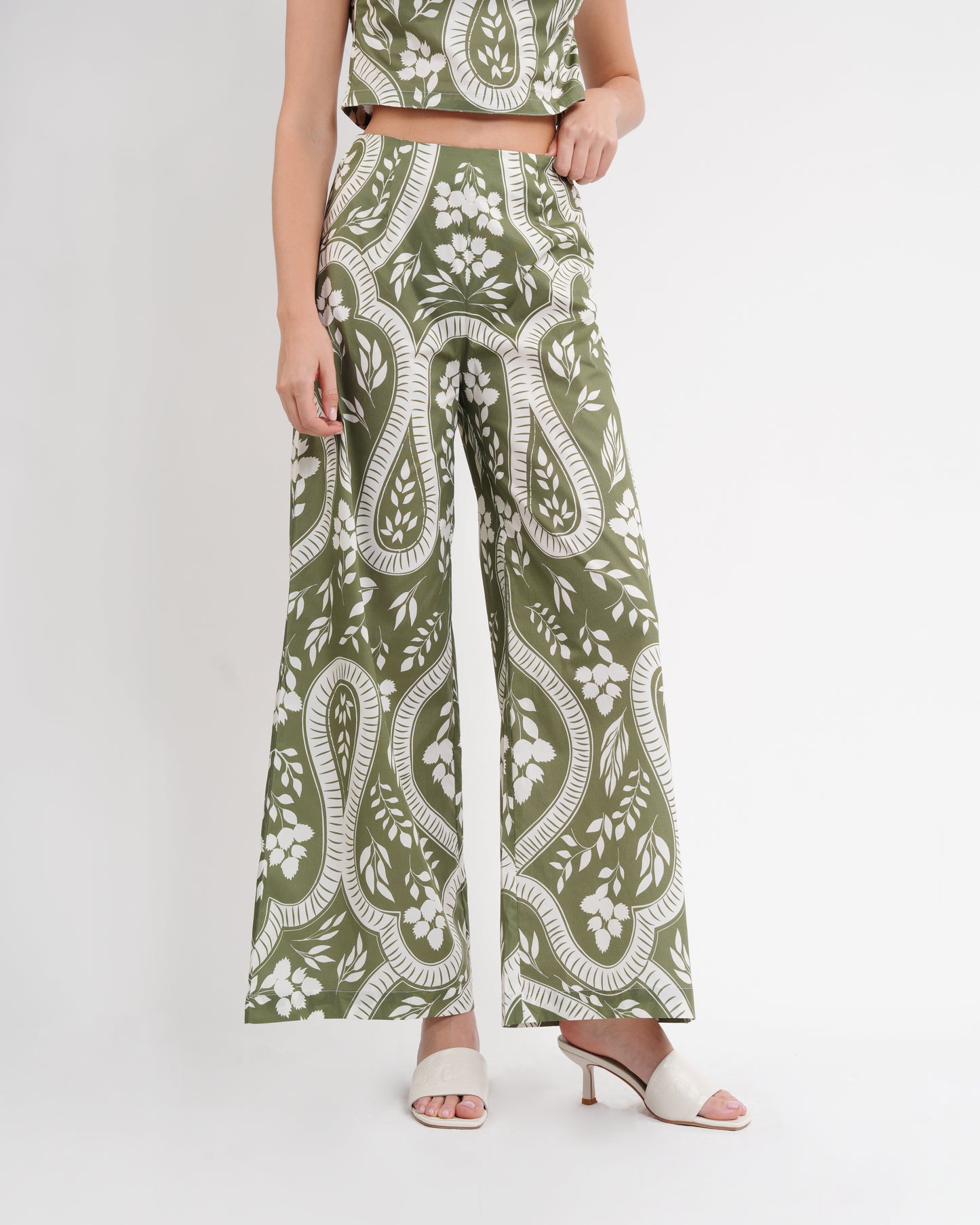 Paisley Print Wide Leg Pants