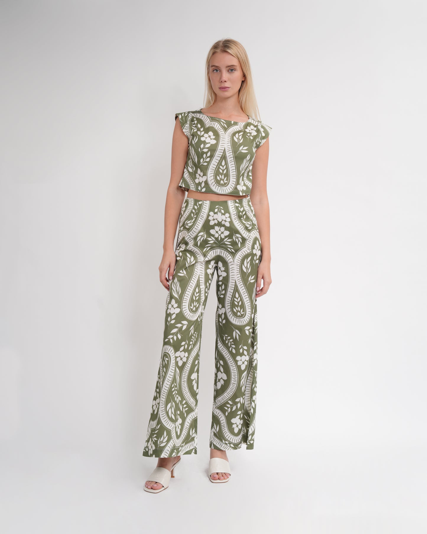 Paisley Print Wide Leg Pants