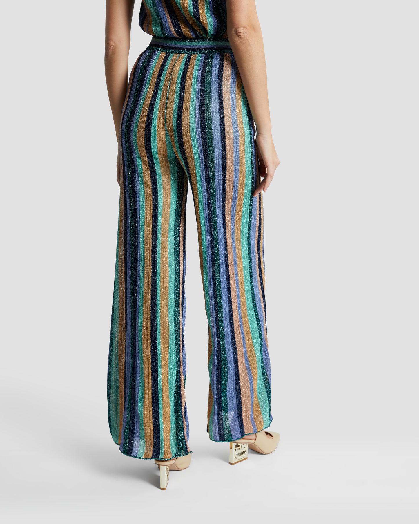 Metallic Striped Knit Trousers