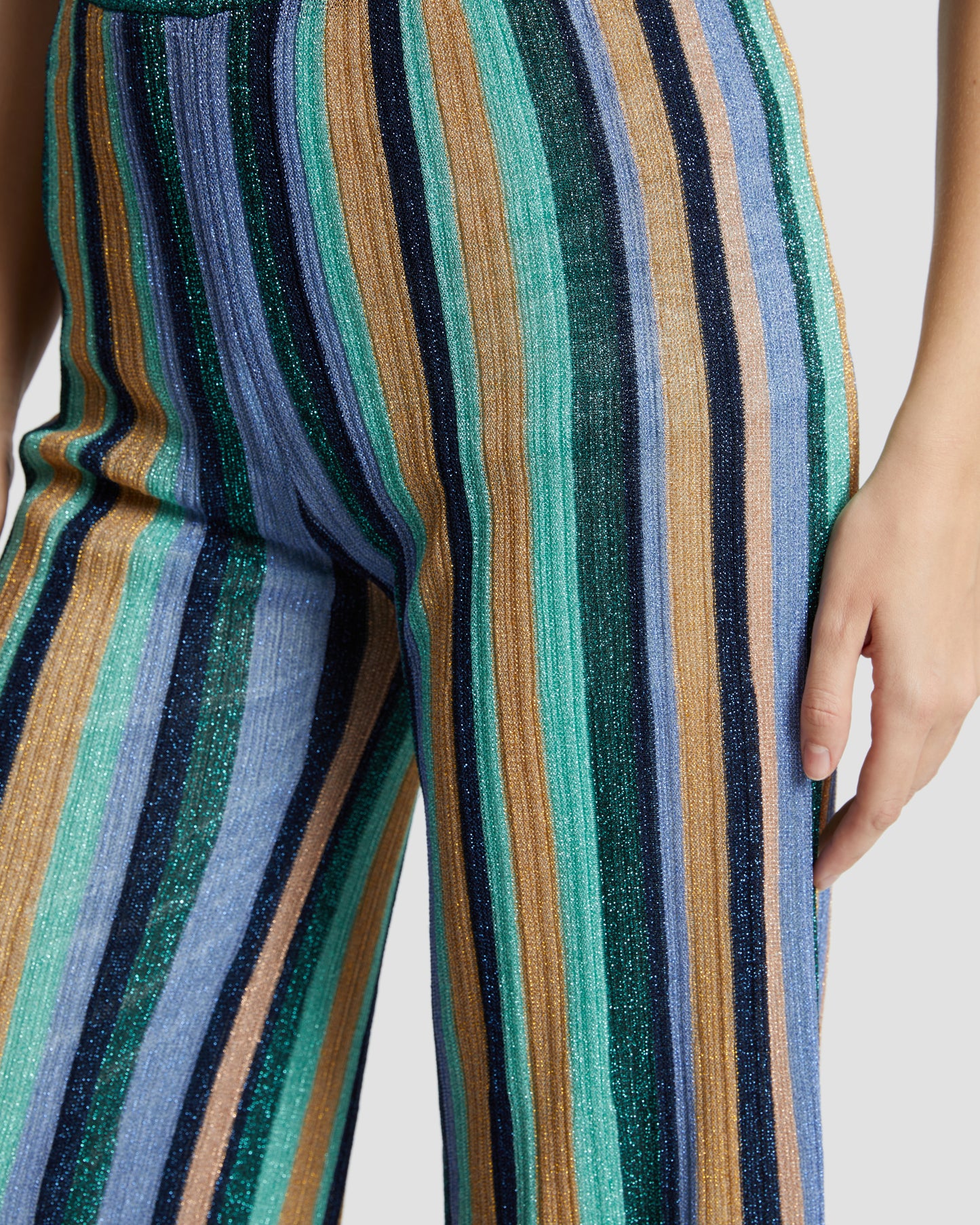 Metallic Striped Knit Trousers