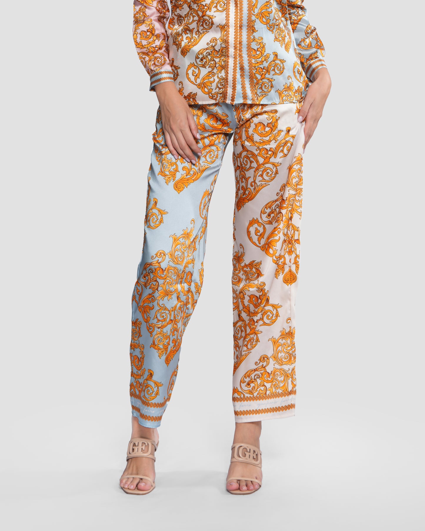 Baroque Motif Wide-Leg Trouser