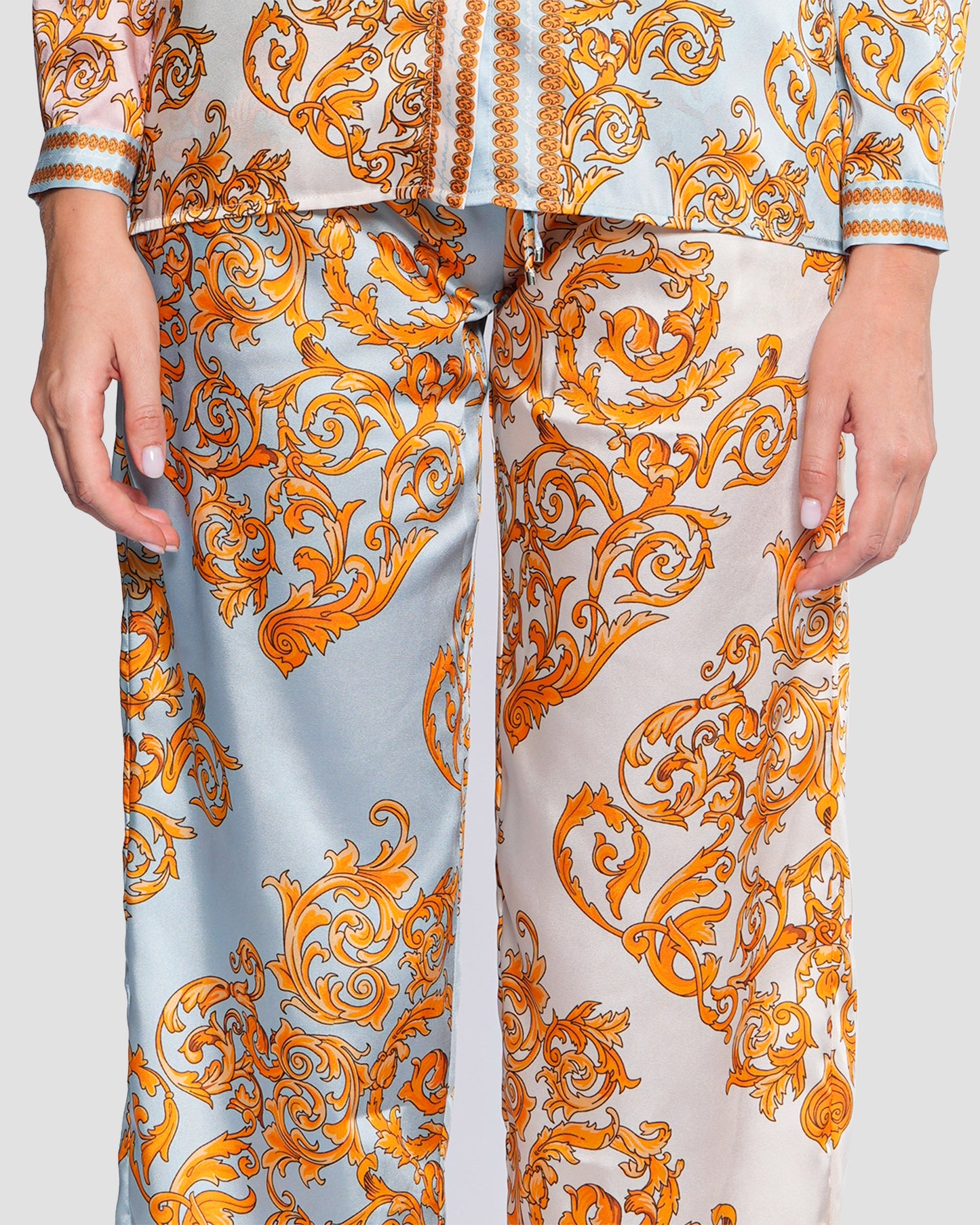 Baroque Motif Wide-Leg Trouser