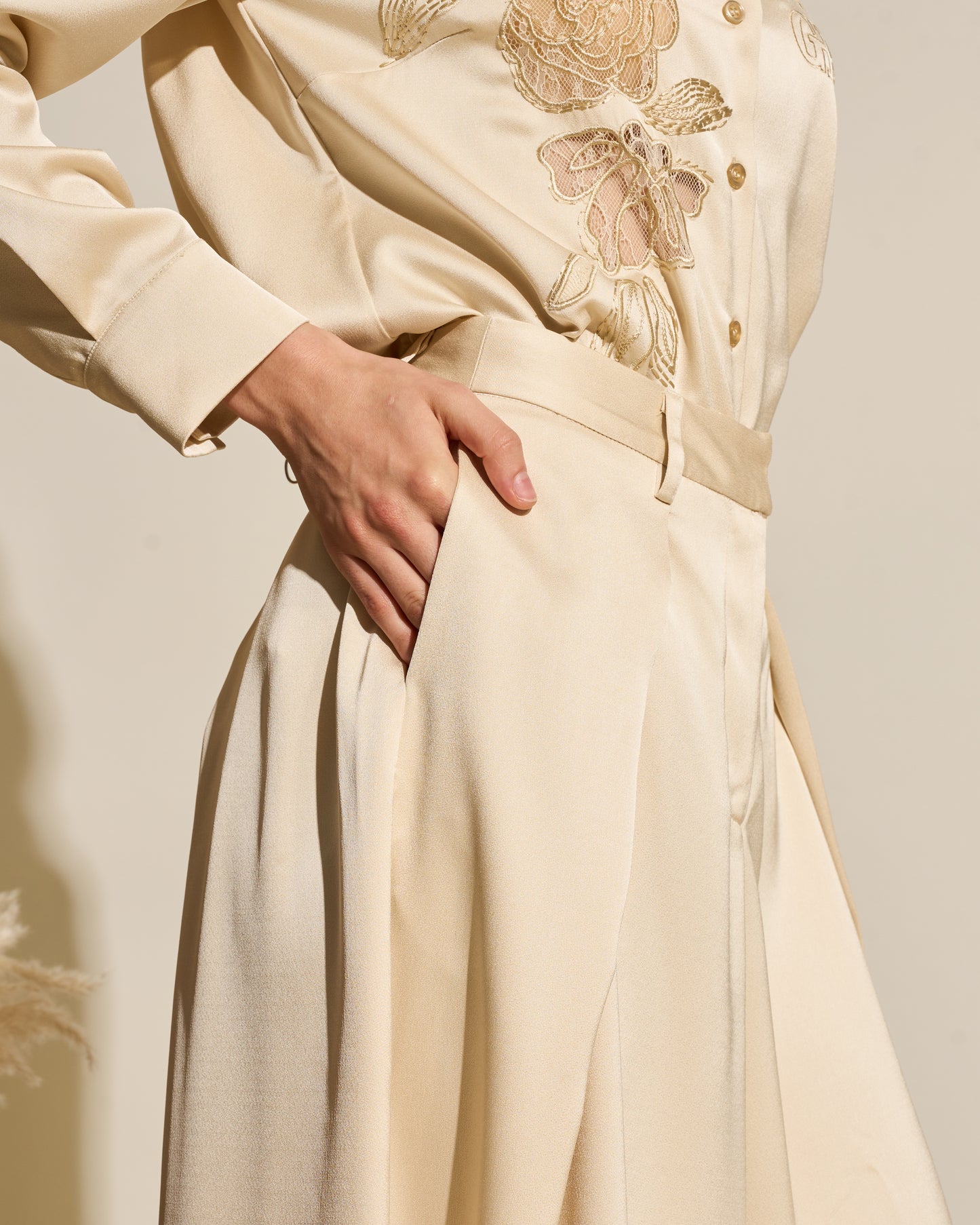 Wide-Leg Pleated Trousers