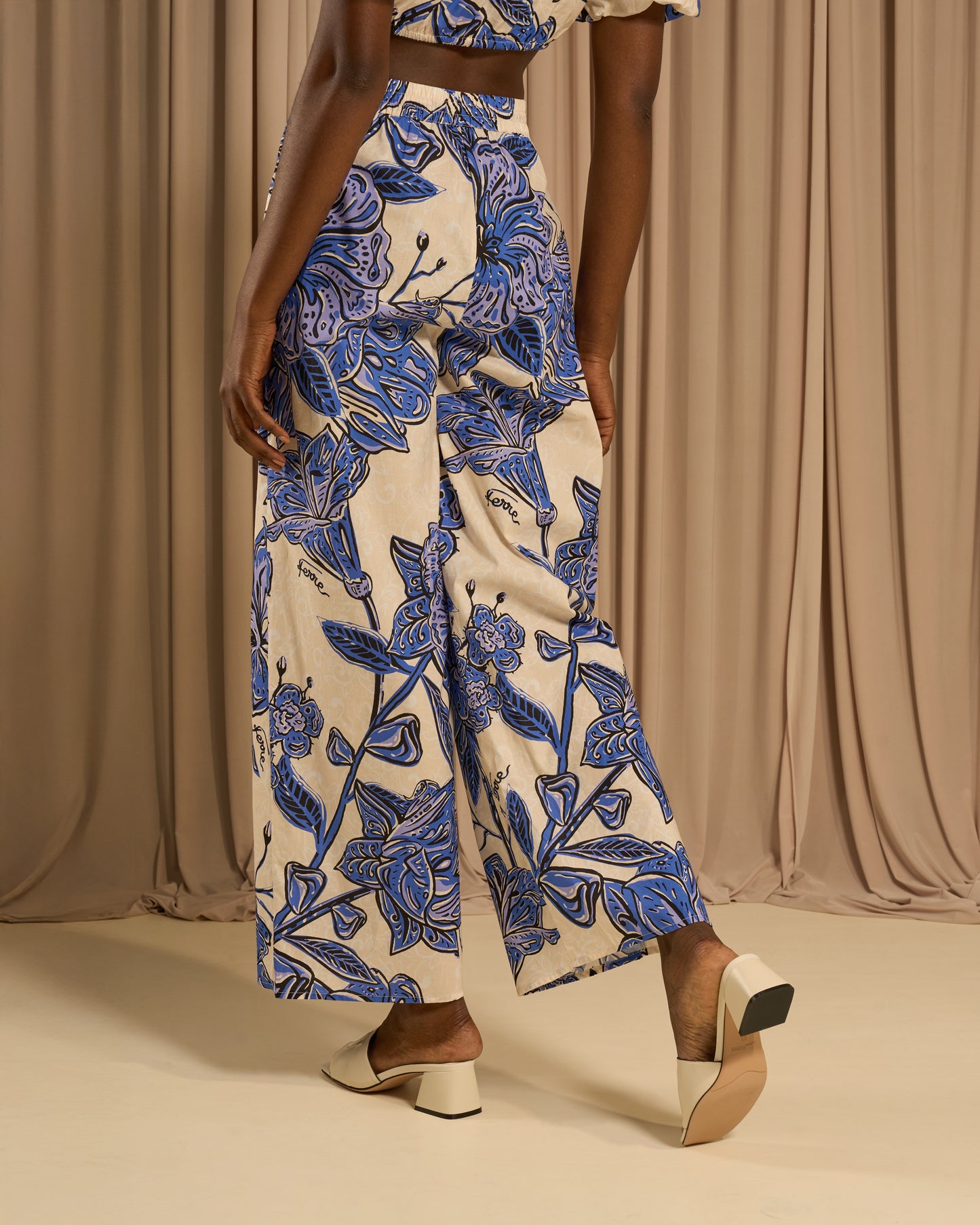 Floral Wide Leg Cotton Pants