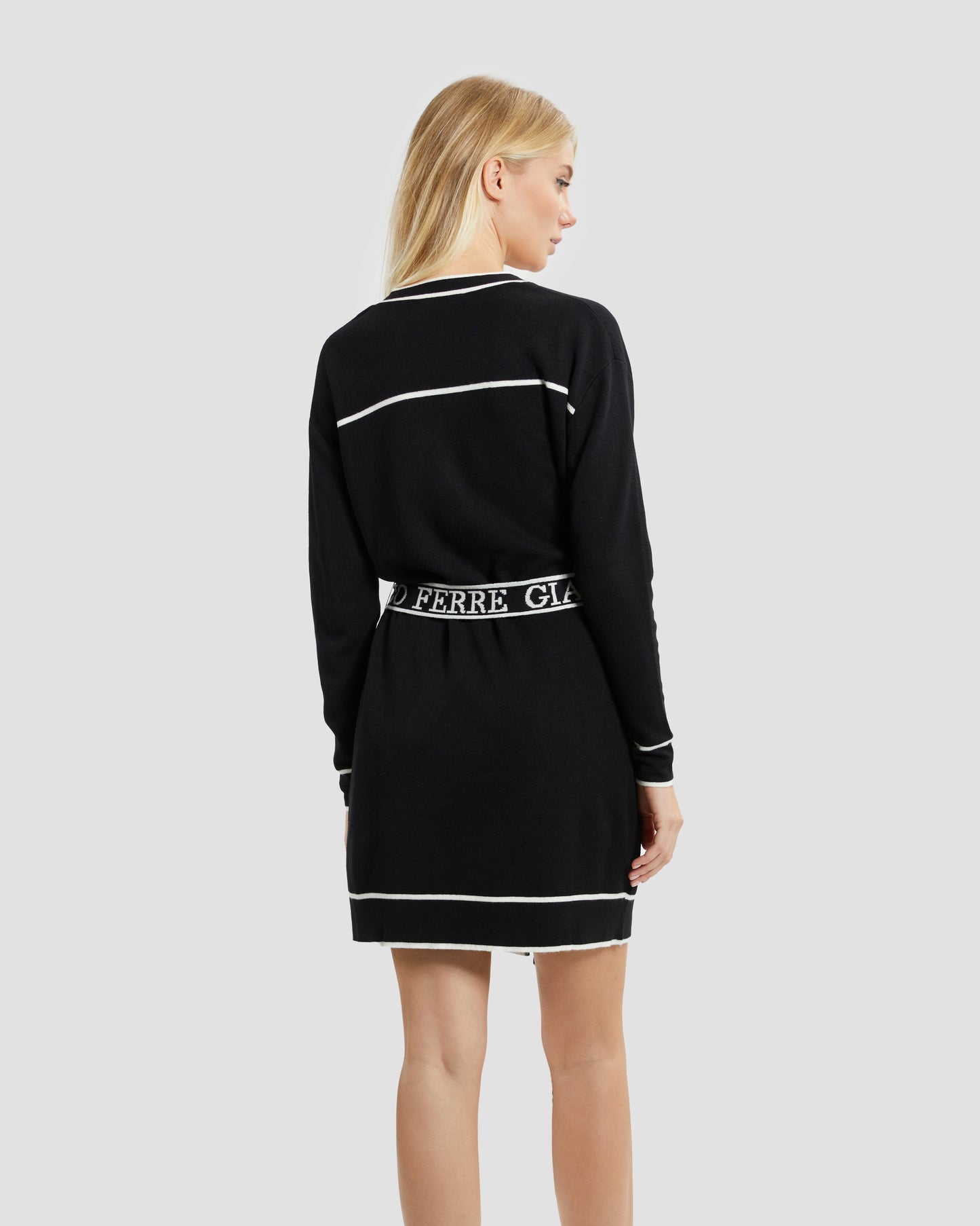 Two-tone Belted Longline Cardigan