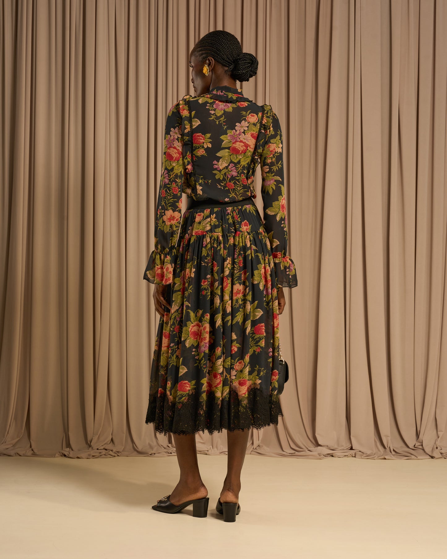 Lace Trimmed Midi Skirt