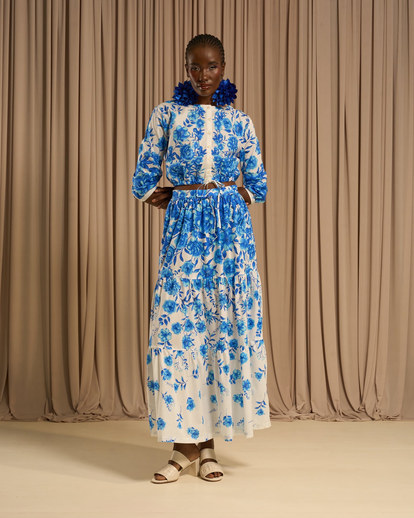 Gradient Floral Maxi Skirt
