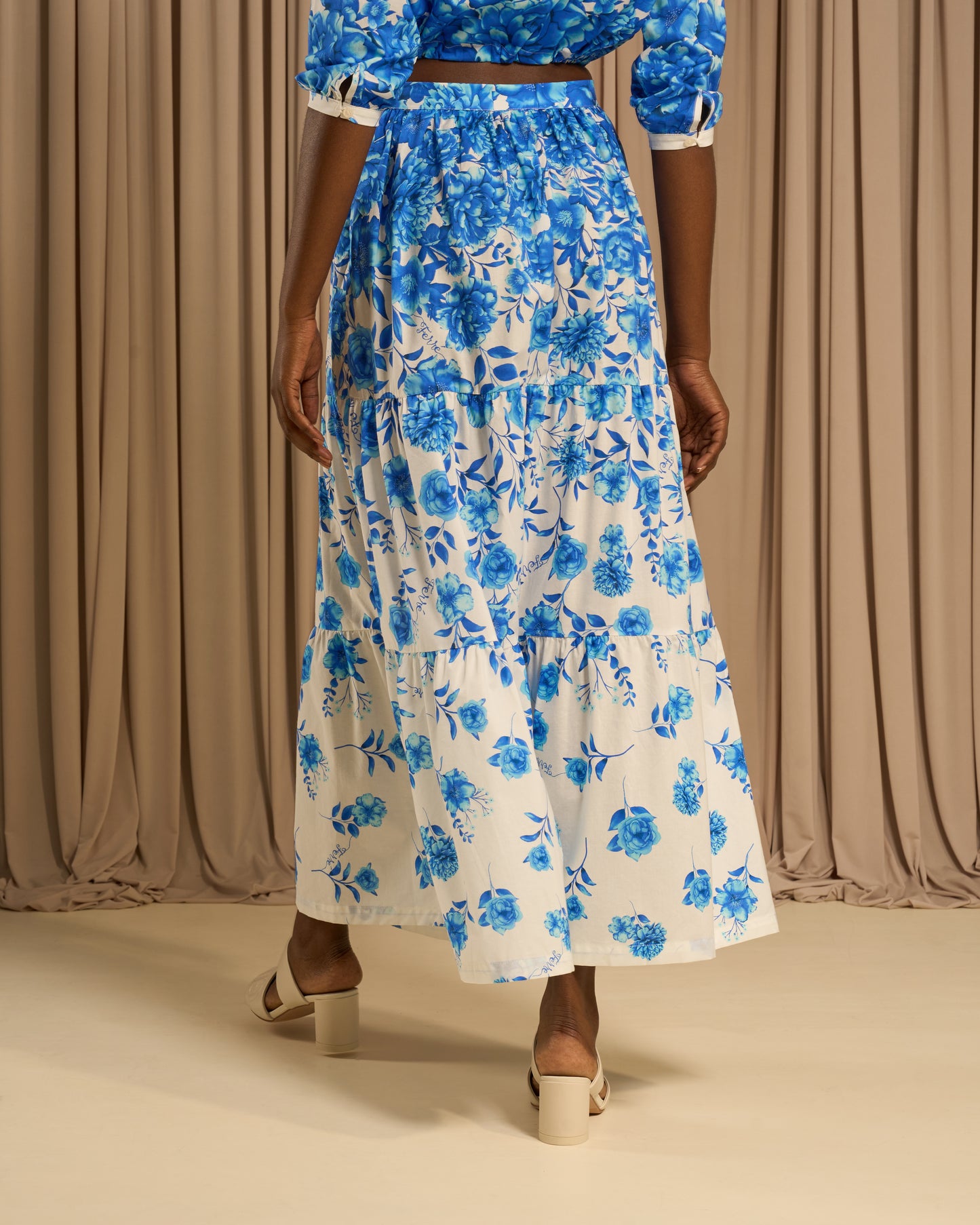 Gradient Floral Maxi Skirt