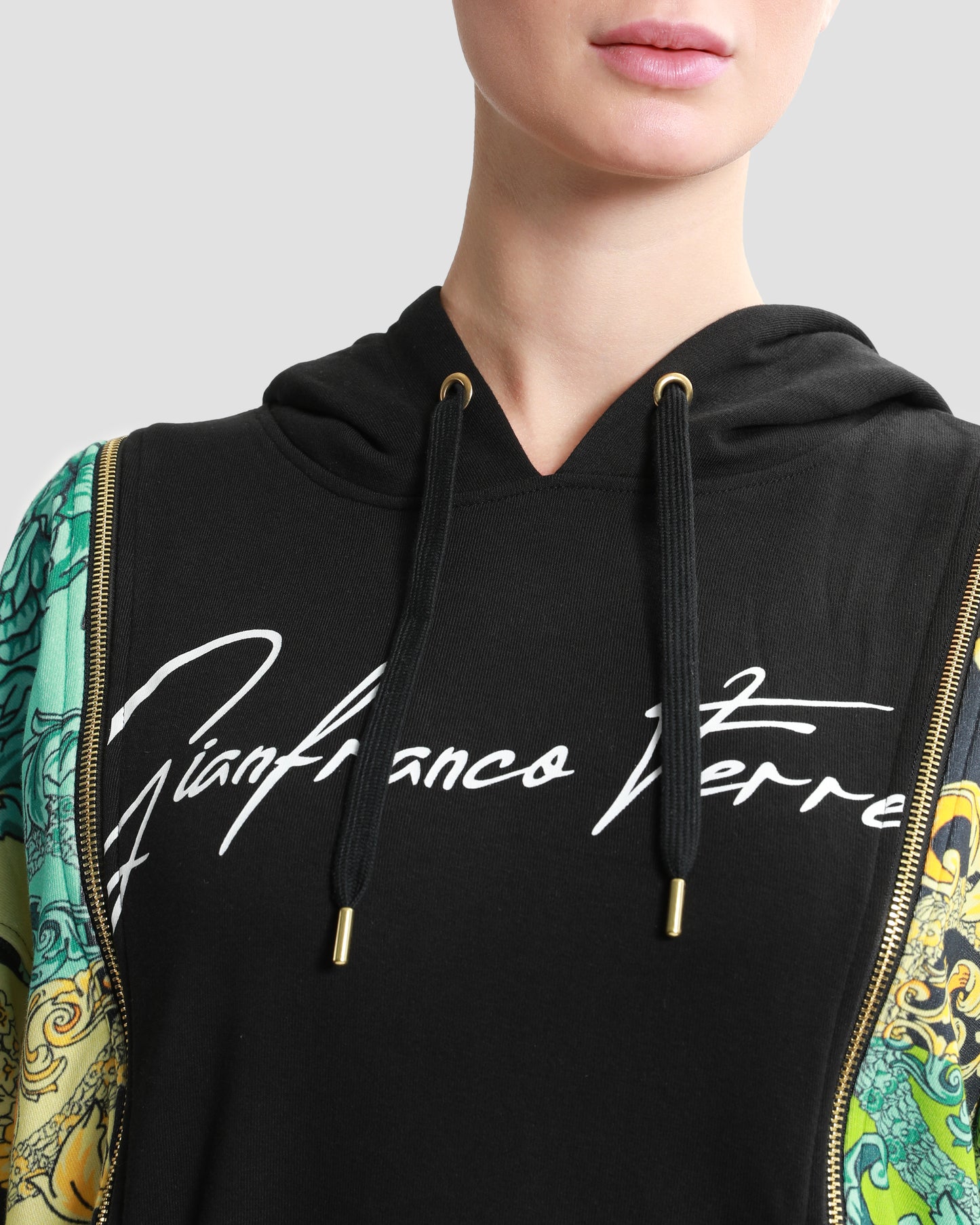 Ornate Color-Block Panelled Hoodie