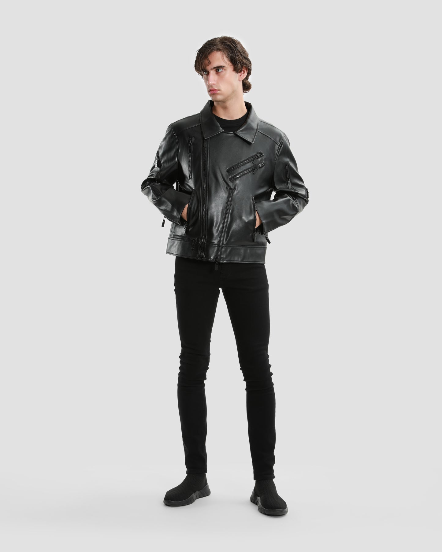 Multiple Zipped Biker Jacket