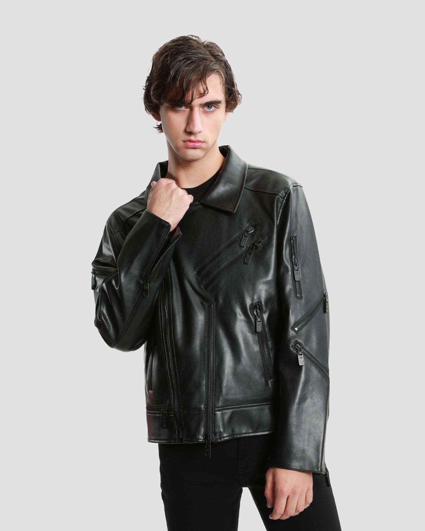 Multiple Zipped Biker Jacket