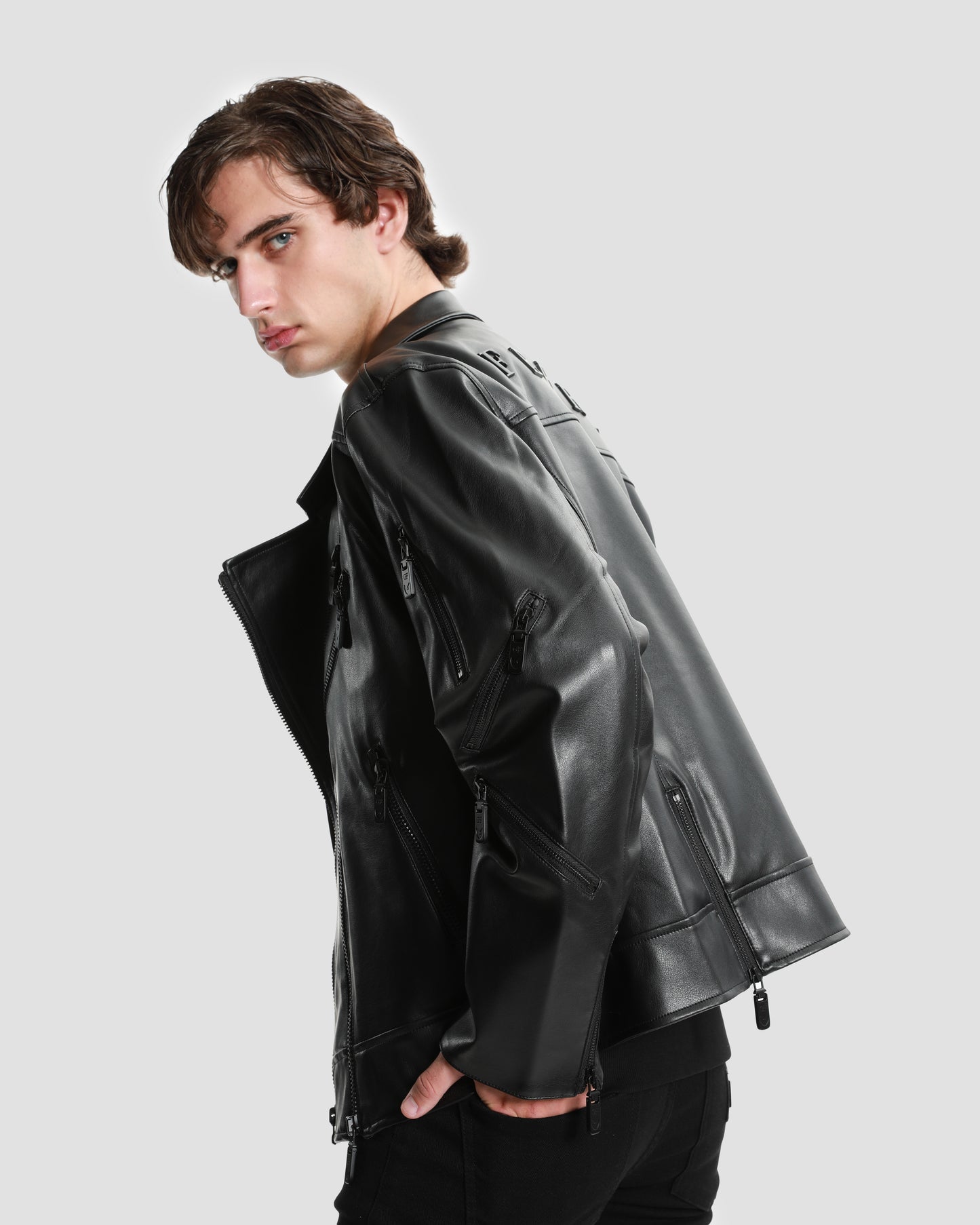Multiple Zipped Biker Jacket