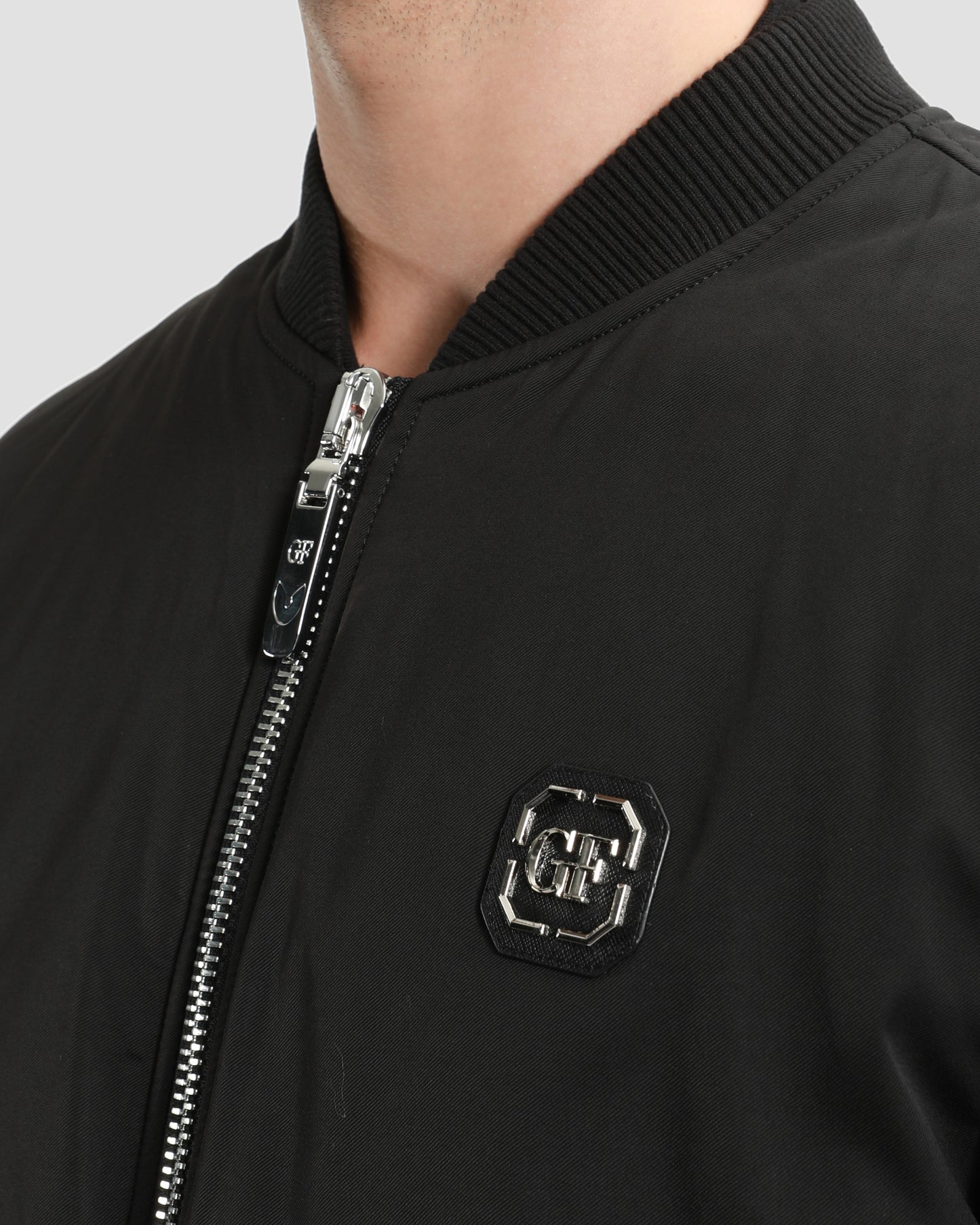 Monochrome Bedazzled Back Bomber Jacket