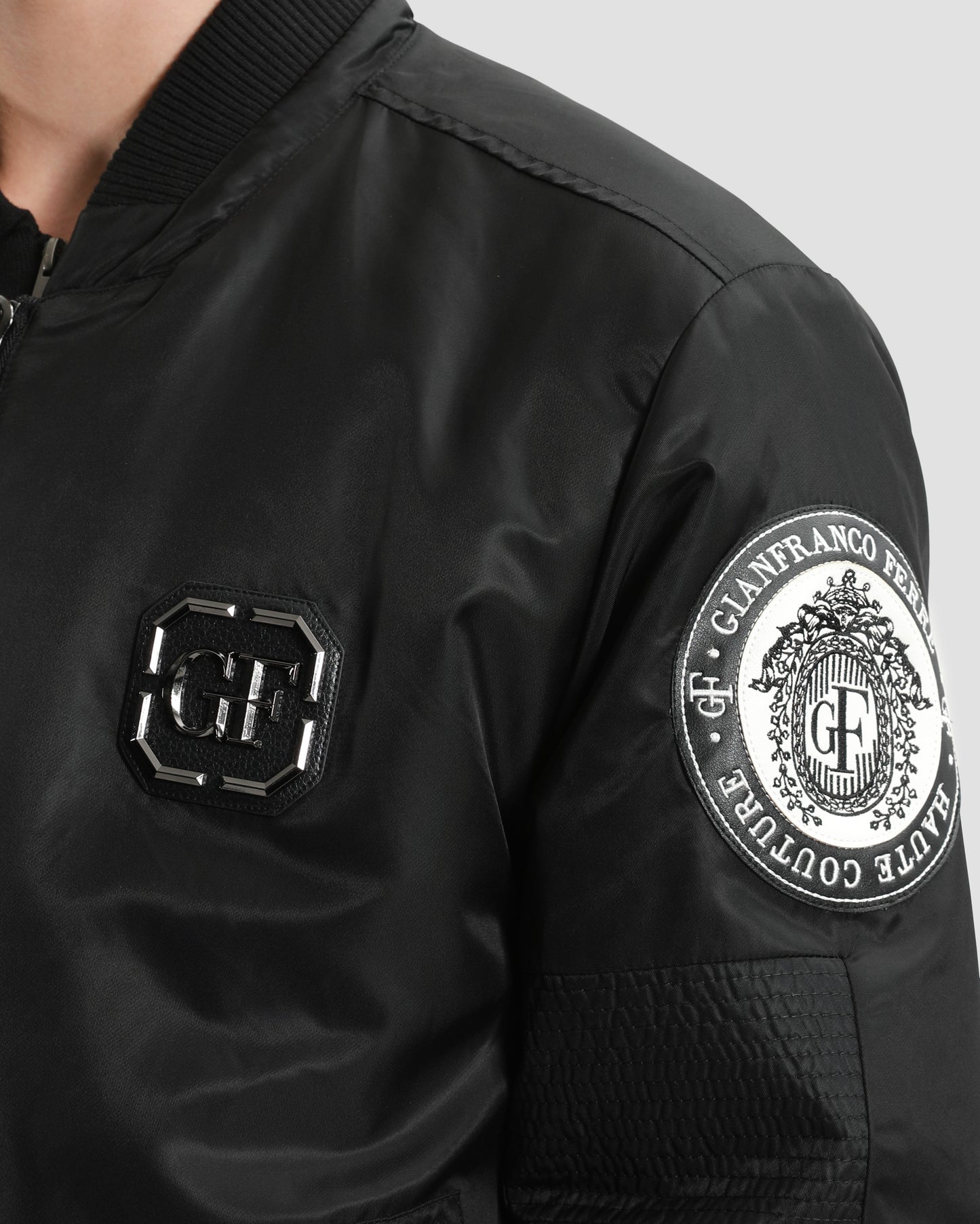 Monochrome Graphic Print Bomber Jacket