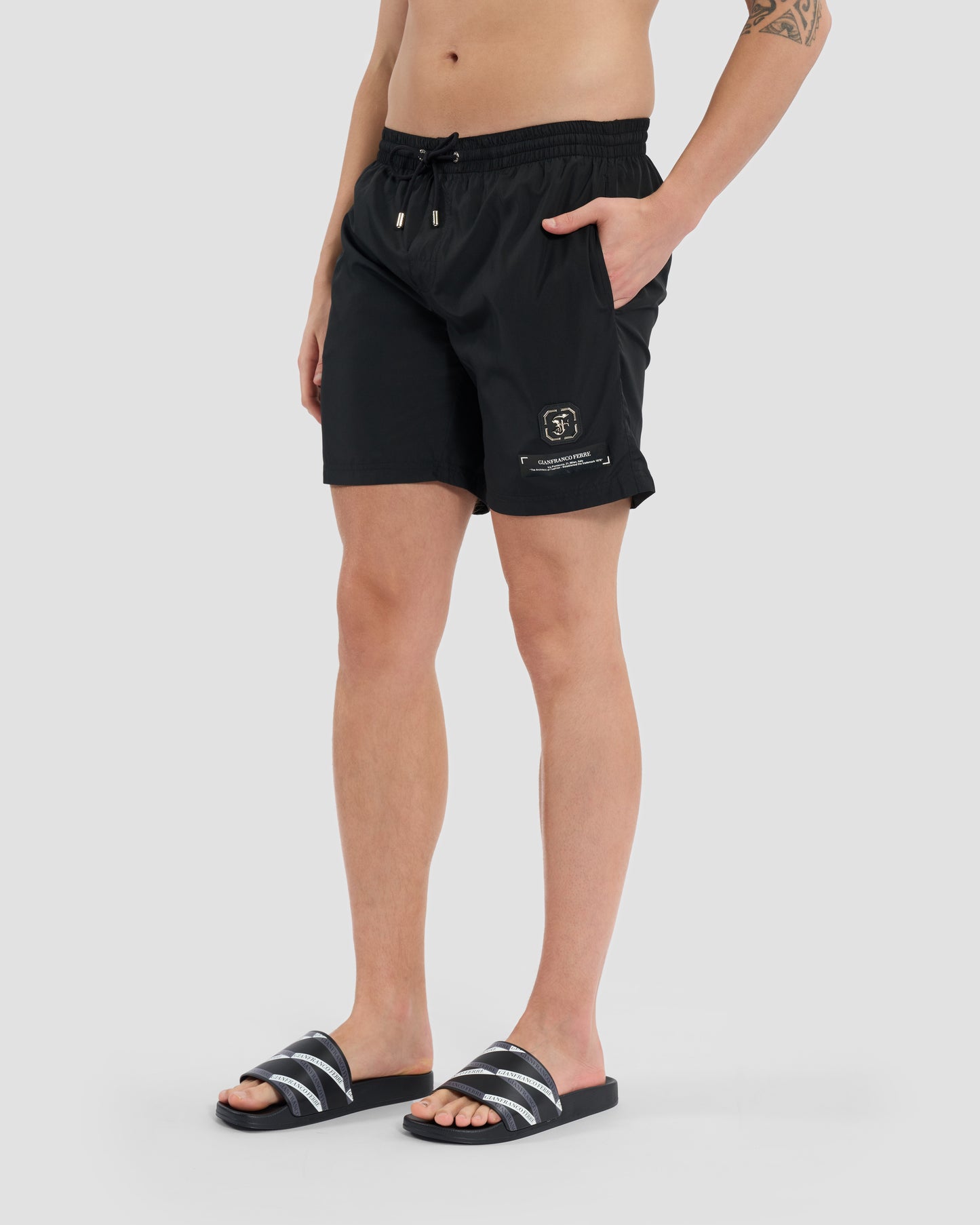 Metal Monogram Embellished Swim Shorts
