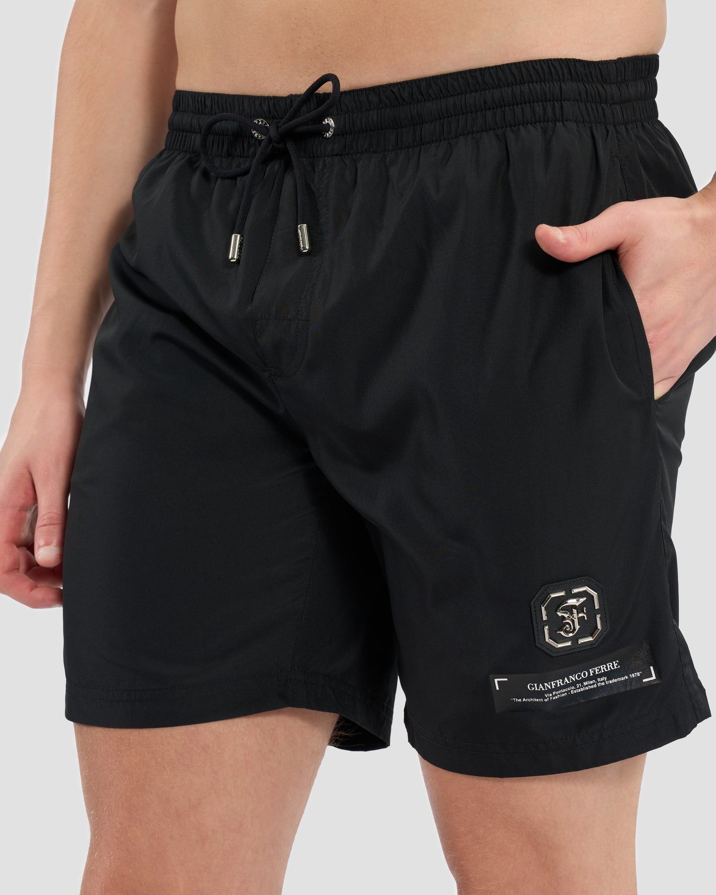 Metal Monogram Embellished Swim Shorts