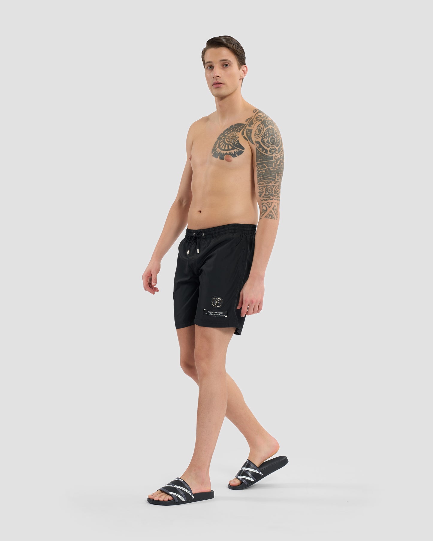 Metal Monogram Embellished Swim Shorts