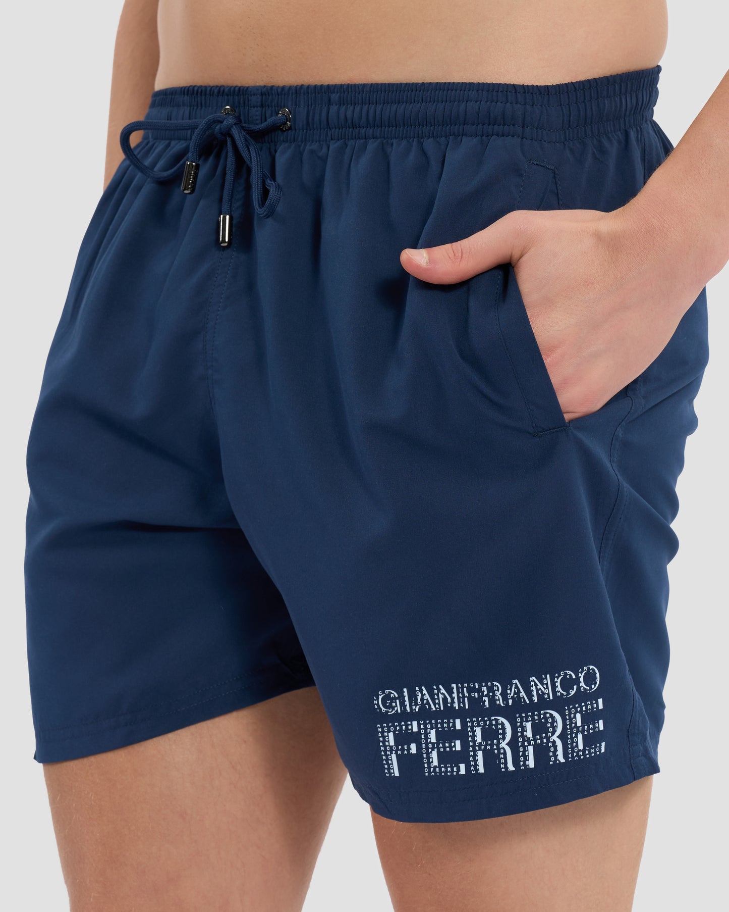 Brand Printed Side Swim Shorts