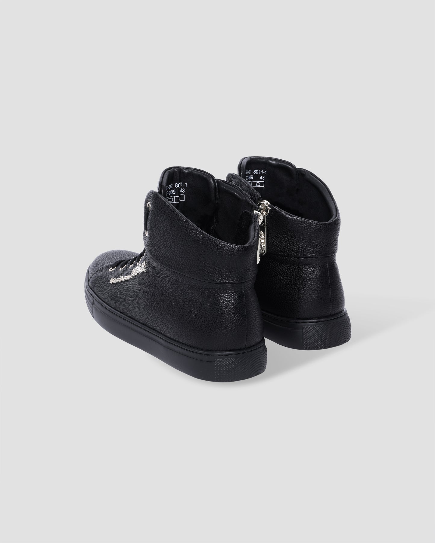 Logo Embellished High-top Leather Sneakers