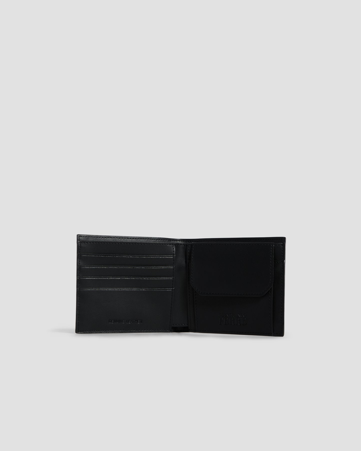 Metal Brand Embossed Bifold Wallet - Four Slots