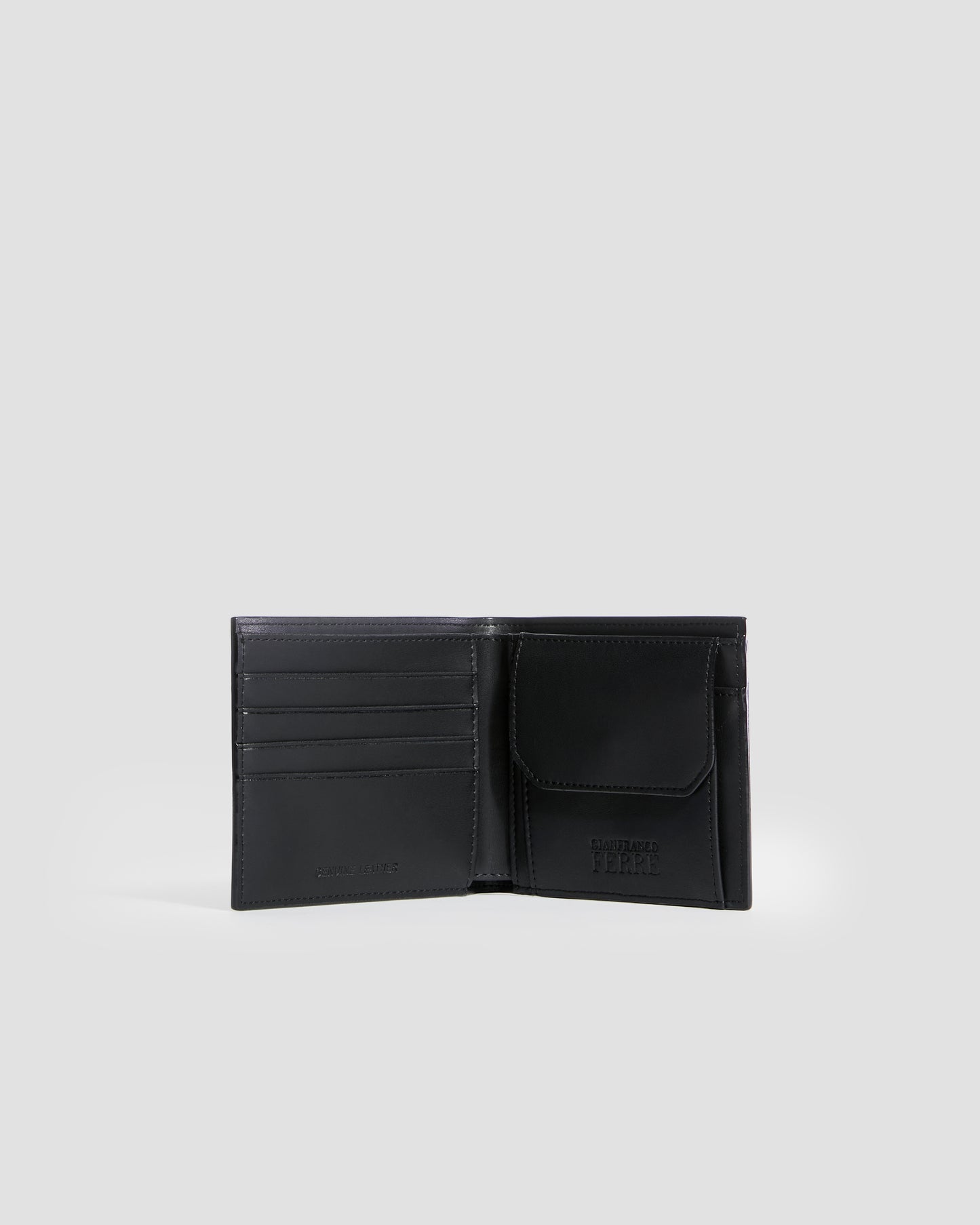 Metal Brand Embossed Bifold Wallet - Four Slots