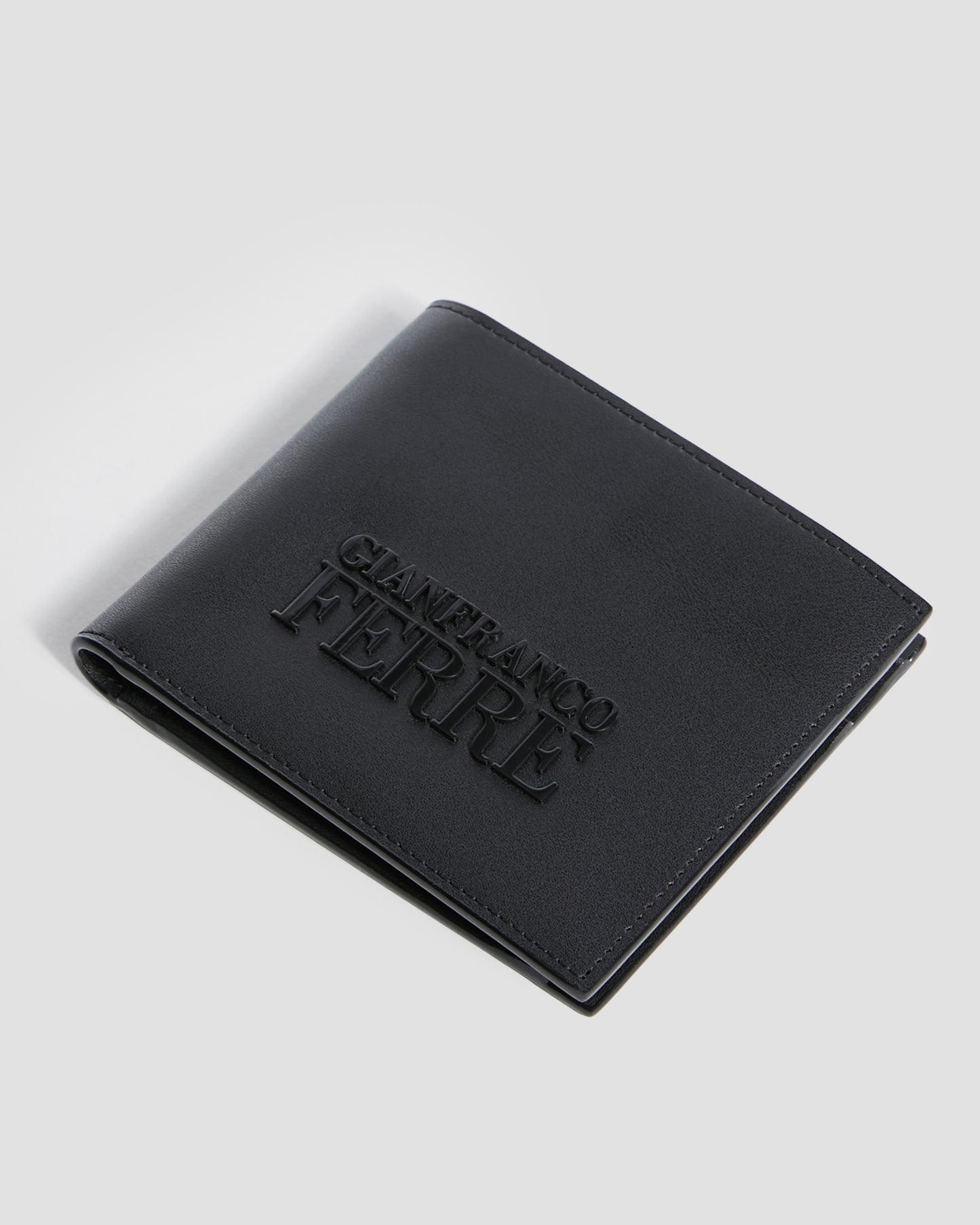 Metal Brand Embossed Bifold Wallet - Four Slots