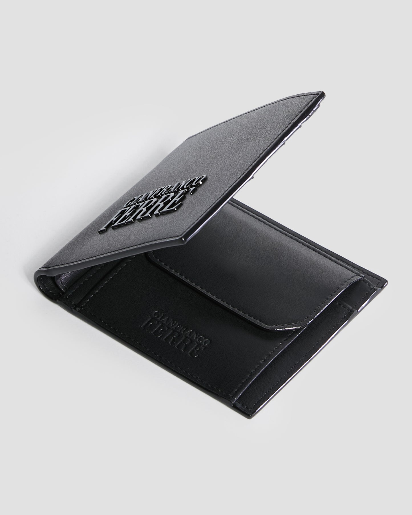 Metal Brand Embossed Bifold Wallet - Four Slots