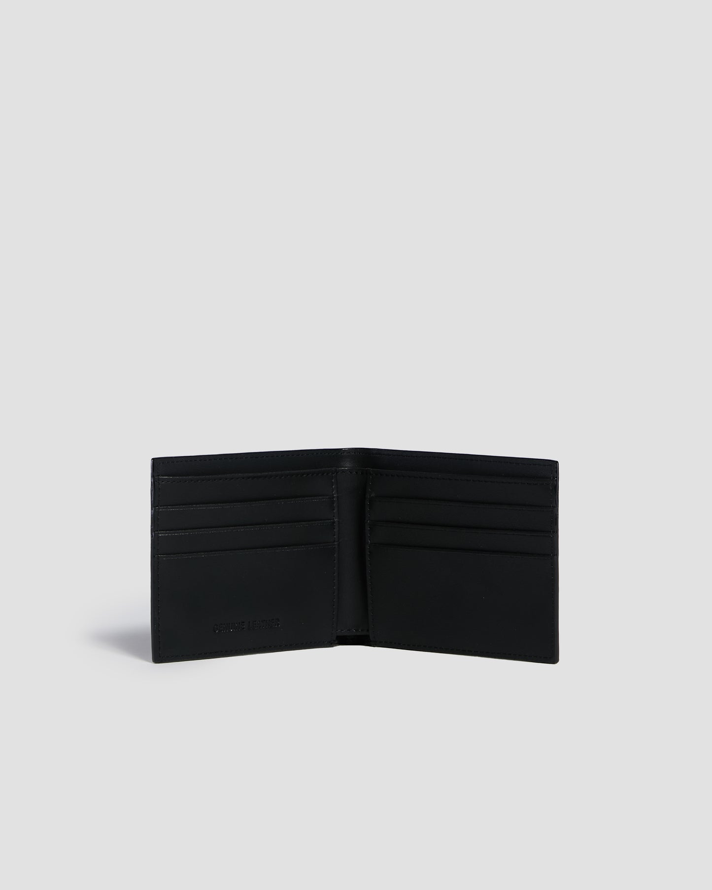 Silver-Tone Brand Embellished Bifold Wallet - Six Slots