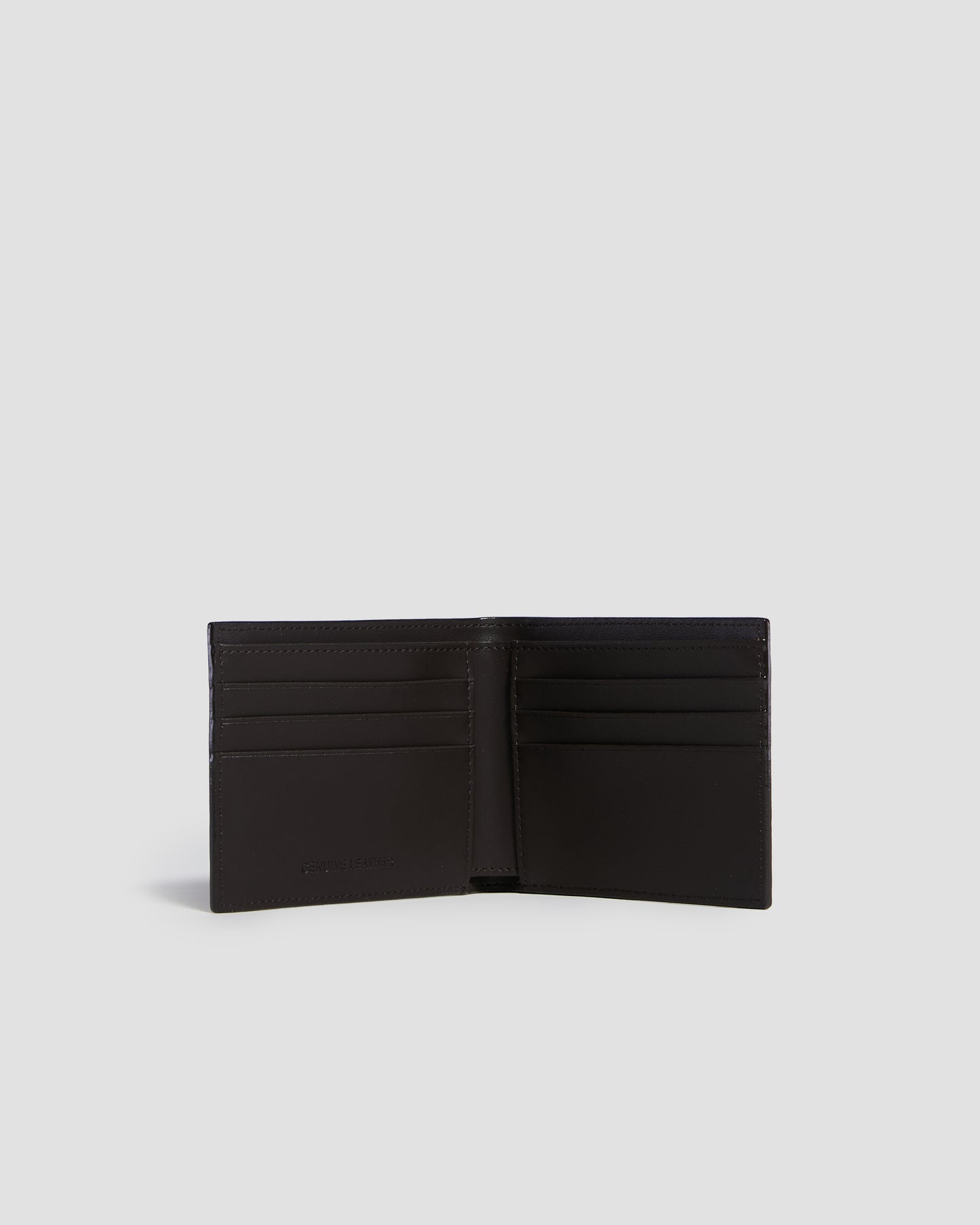 Silver-Tone Brand Embellished Bifold Wallet - Six Slots
