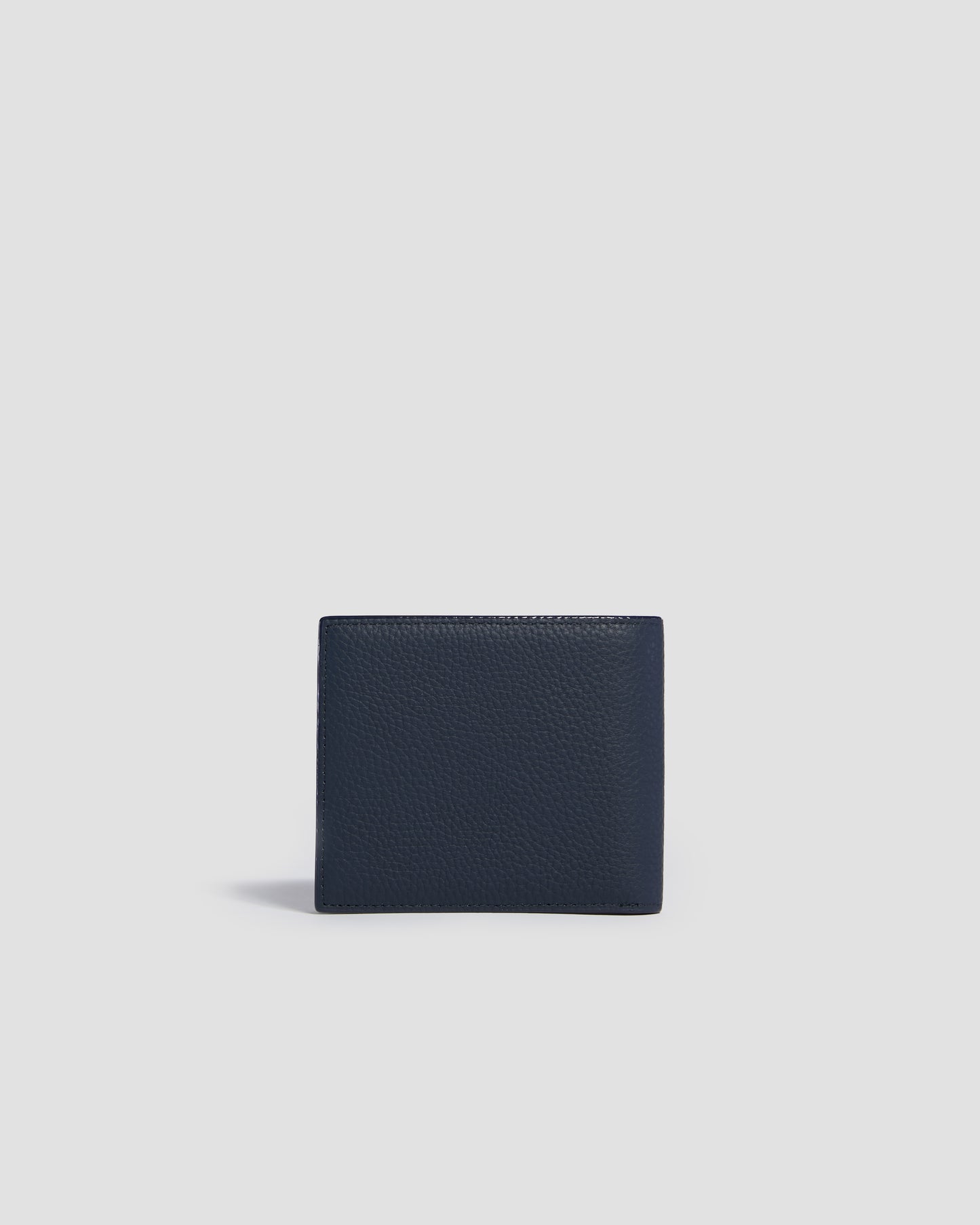 Silver-Tone Brand Embellished Bifold Wallet - Six Slots