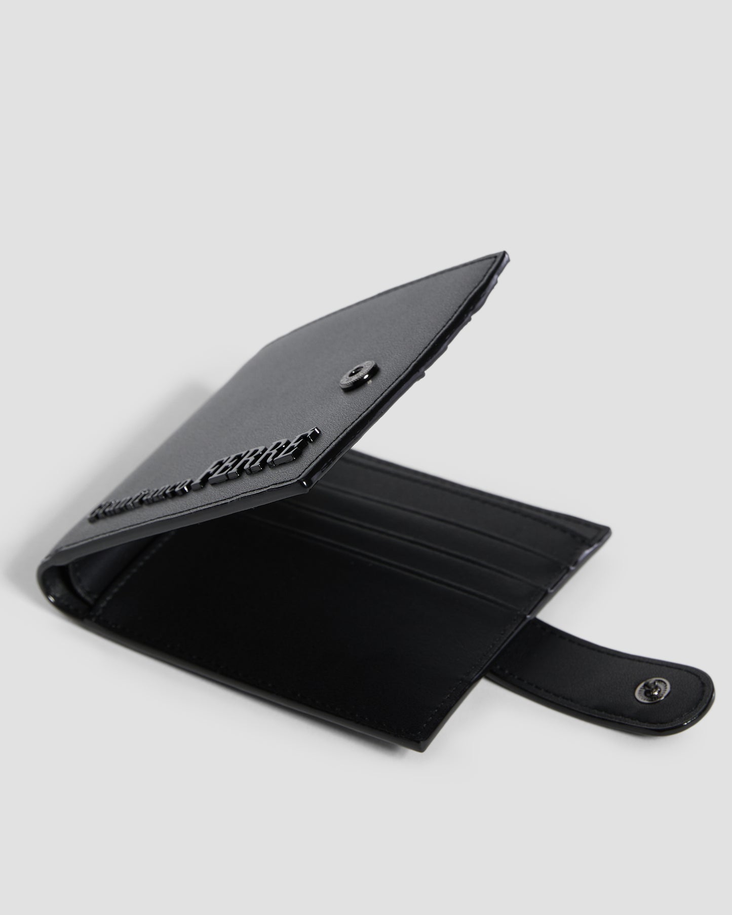 Flapped Brand Embellished Bifold Wallet - Six Slots