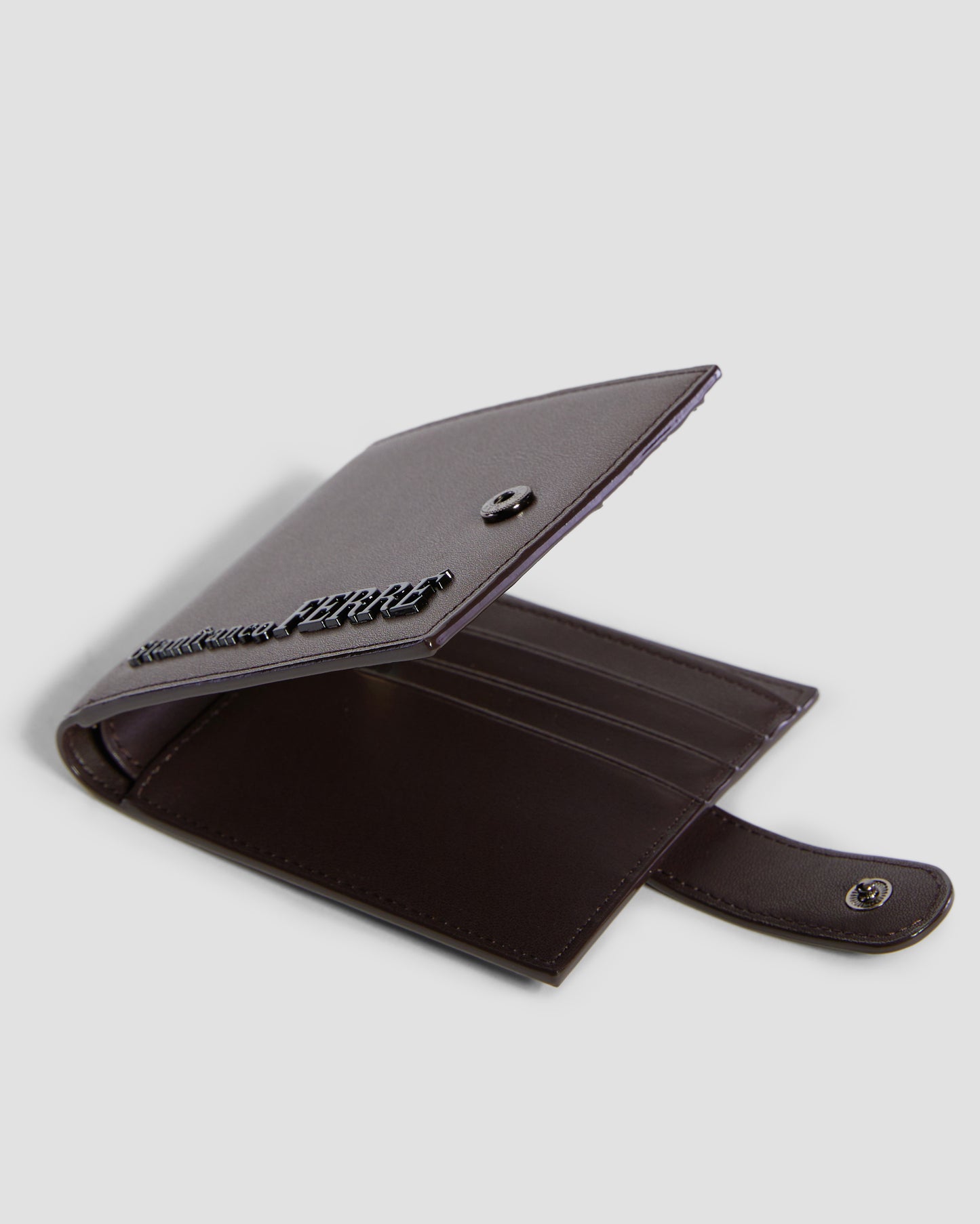 Flapped Brand Embellished Bifold Wallet - Six Slots