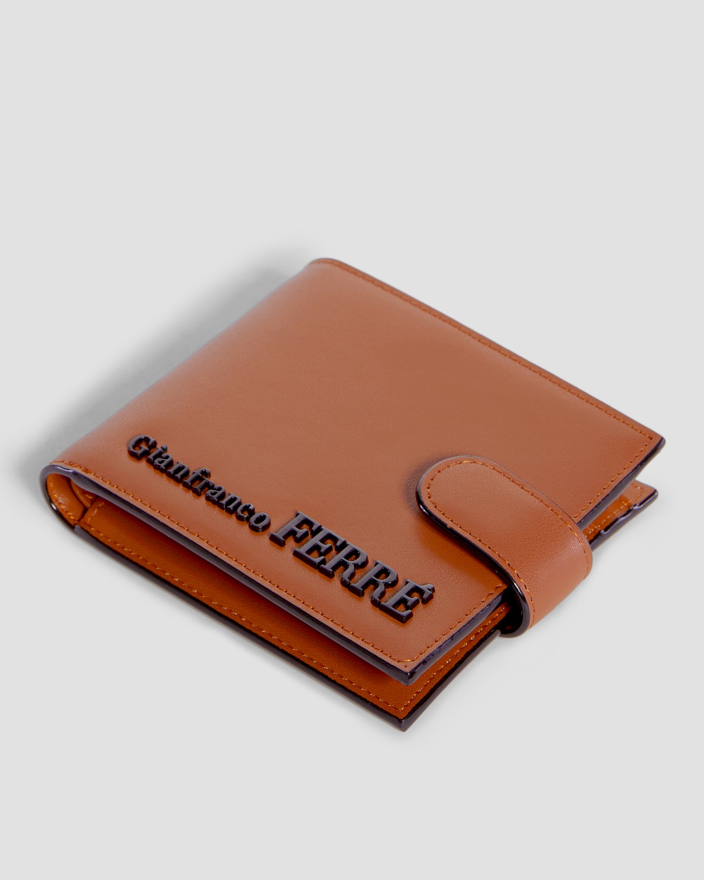 Flapped Brand Embellished Bifold Wallet - Six Slots
