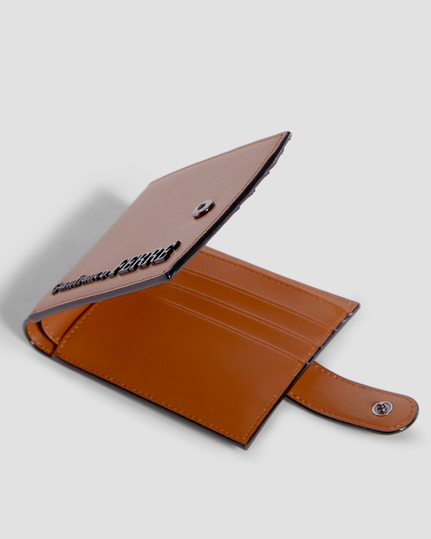 Flapped Brand Embellished Bifold Wallet - Six Slots