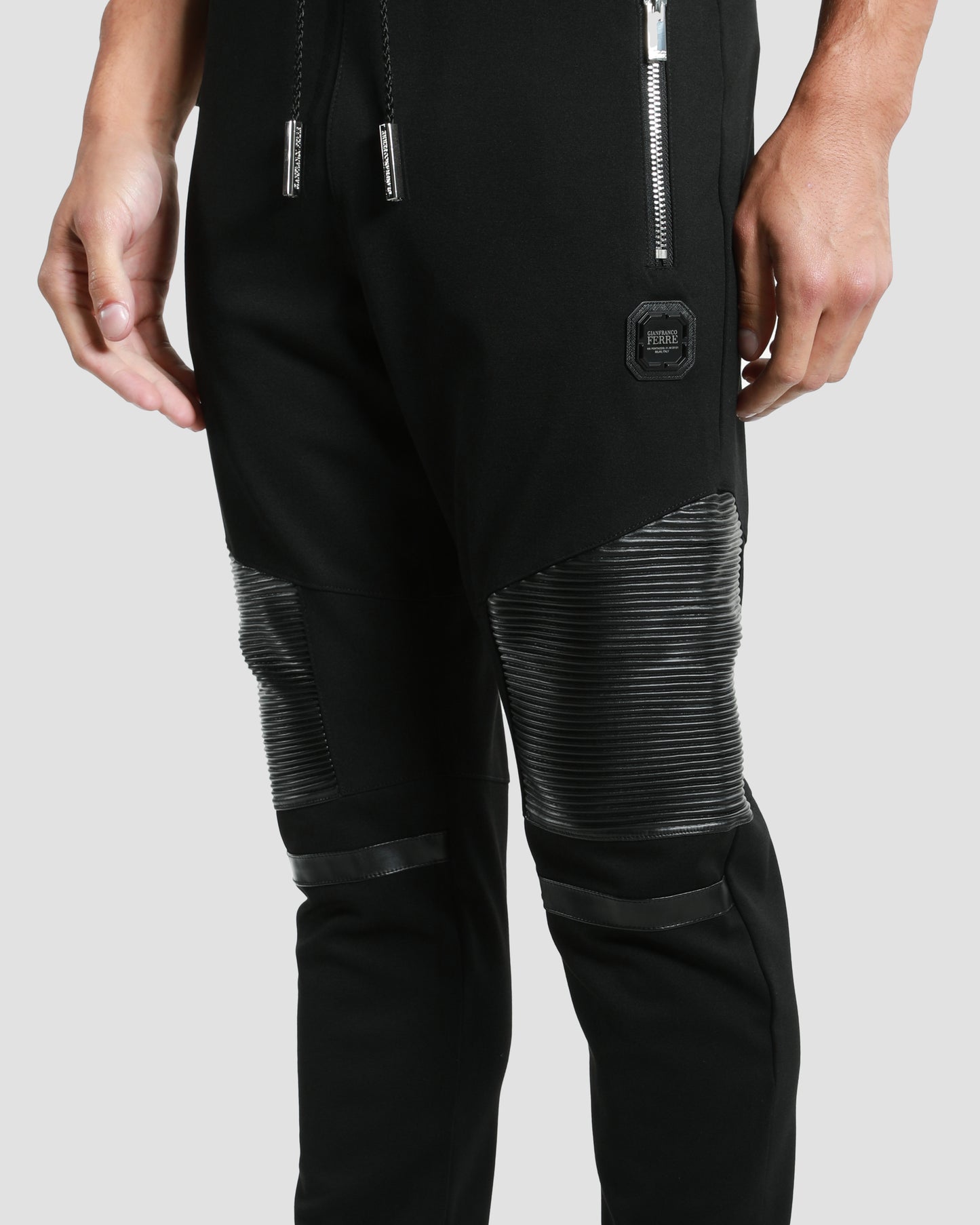 Leather Paneled Track Pants
