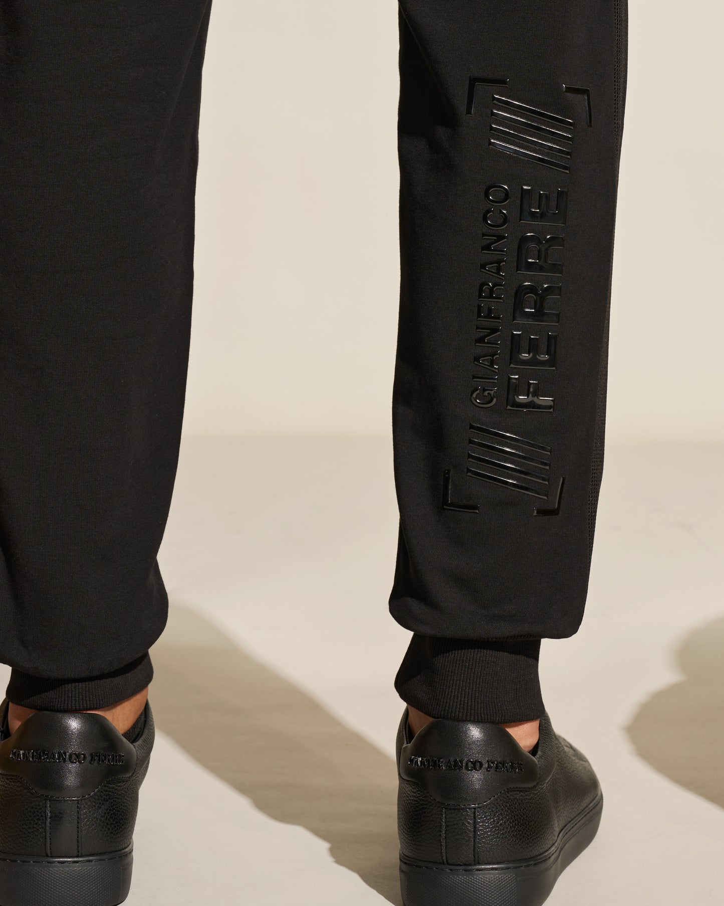 Stylish Black Rubber-Tape Track Pants