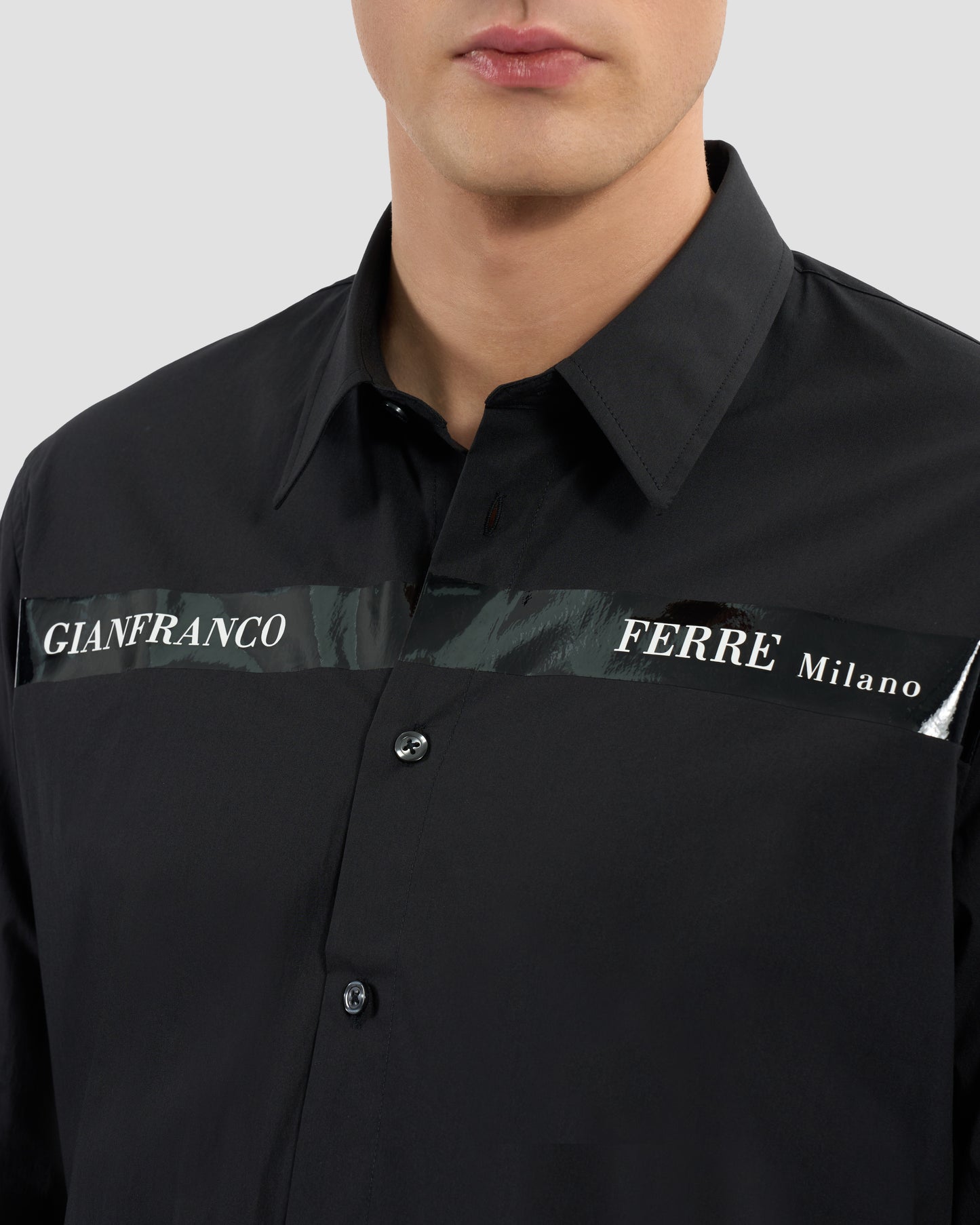 Patent Finish Brand Print Shirt