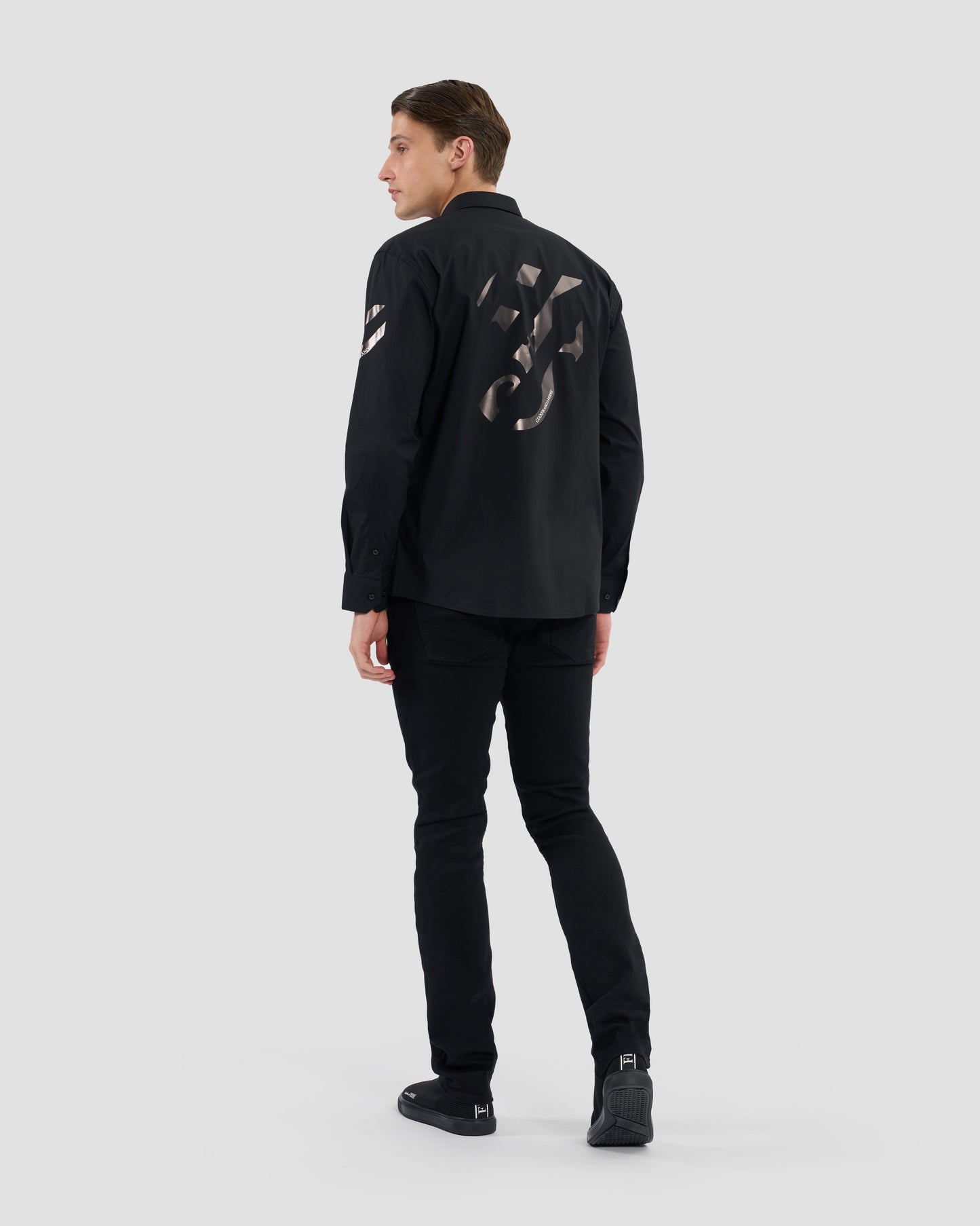 Monochrome Gothic Logo Print Shirt