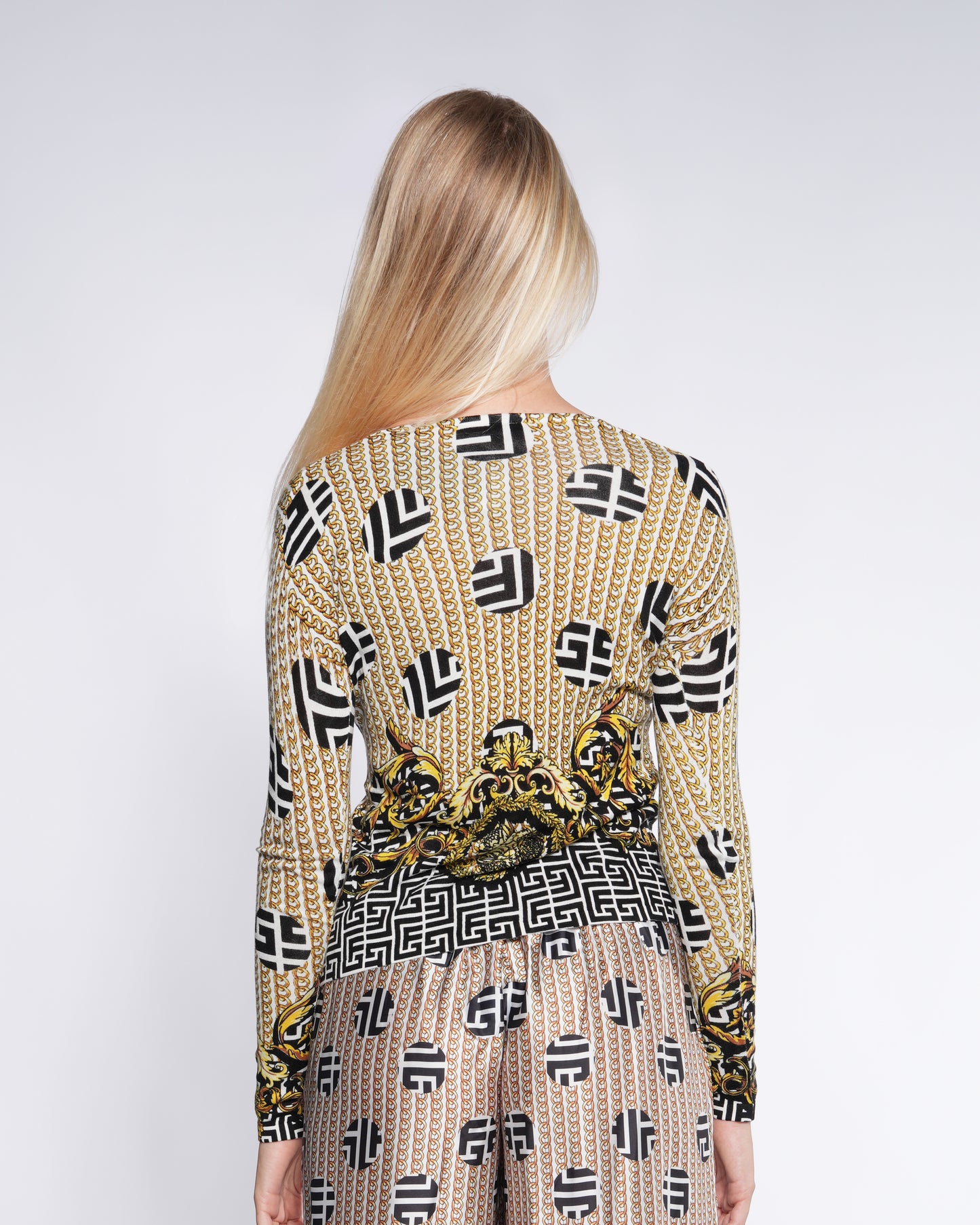 Geometric Baroque Print Knitted Cardigan