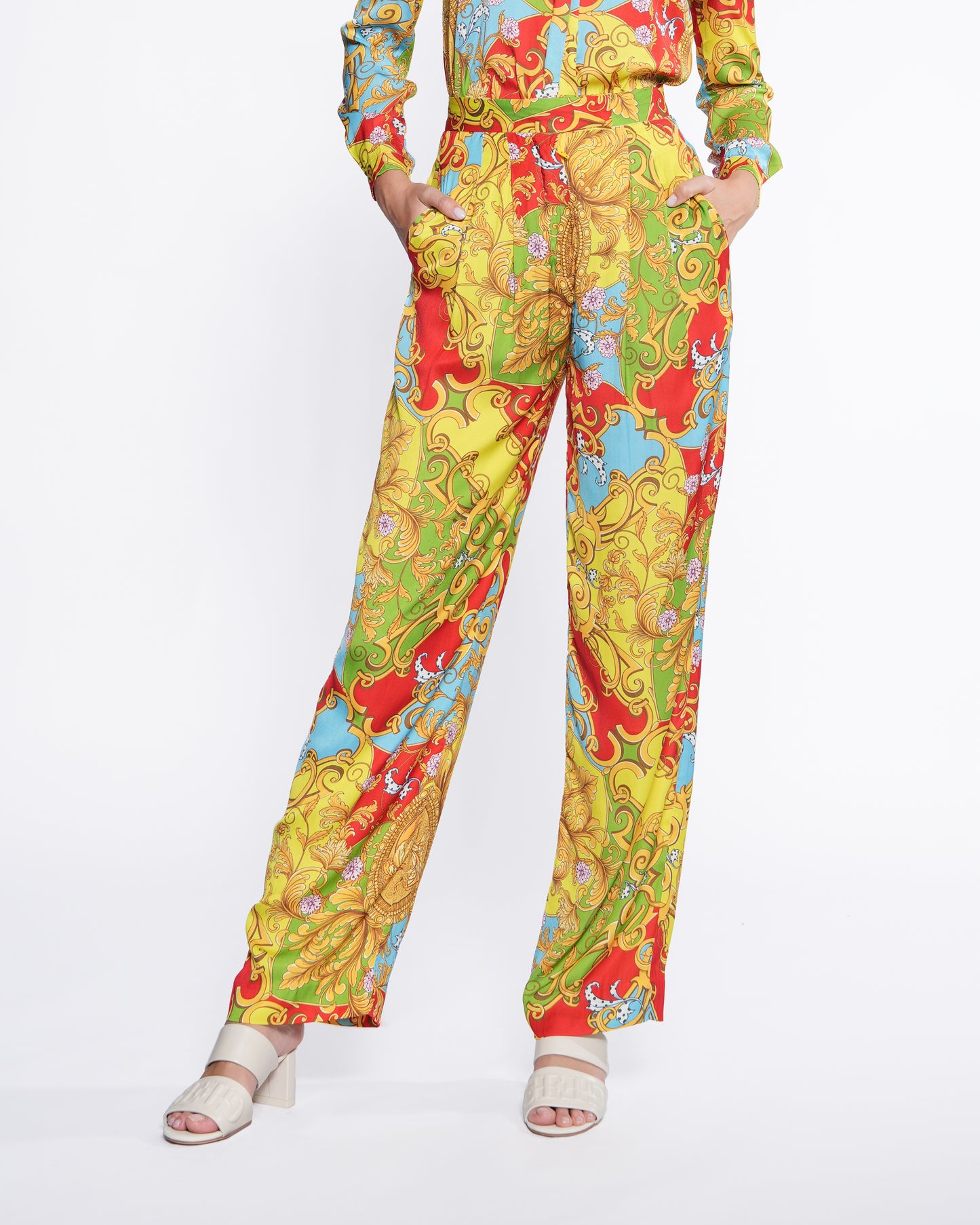 Baroque Print Straight Pants