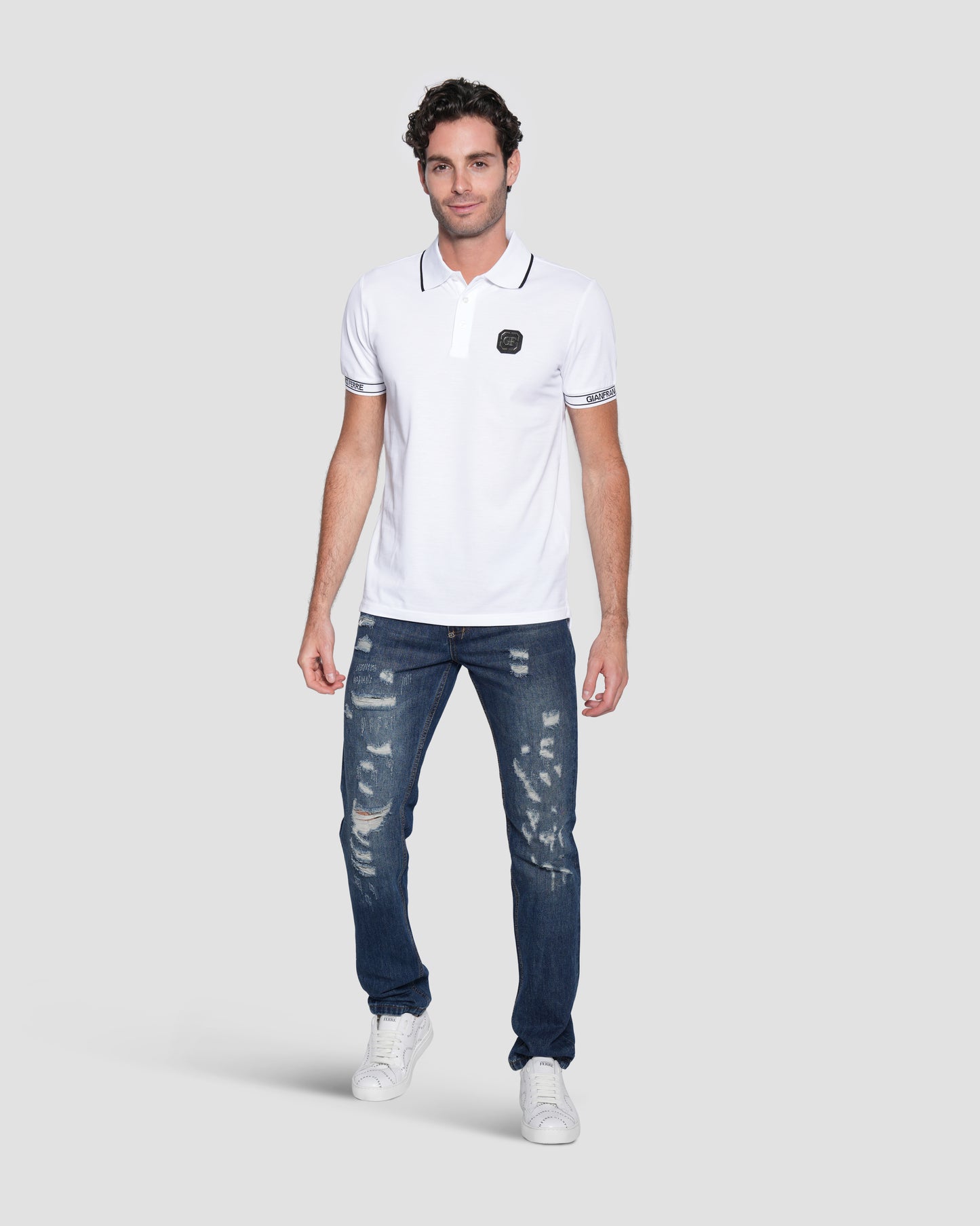 Jacquard Cotton Polo Shirt