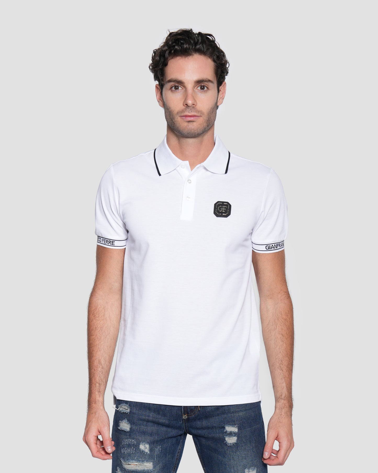 Jacquard Cotton Polo Shirt