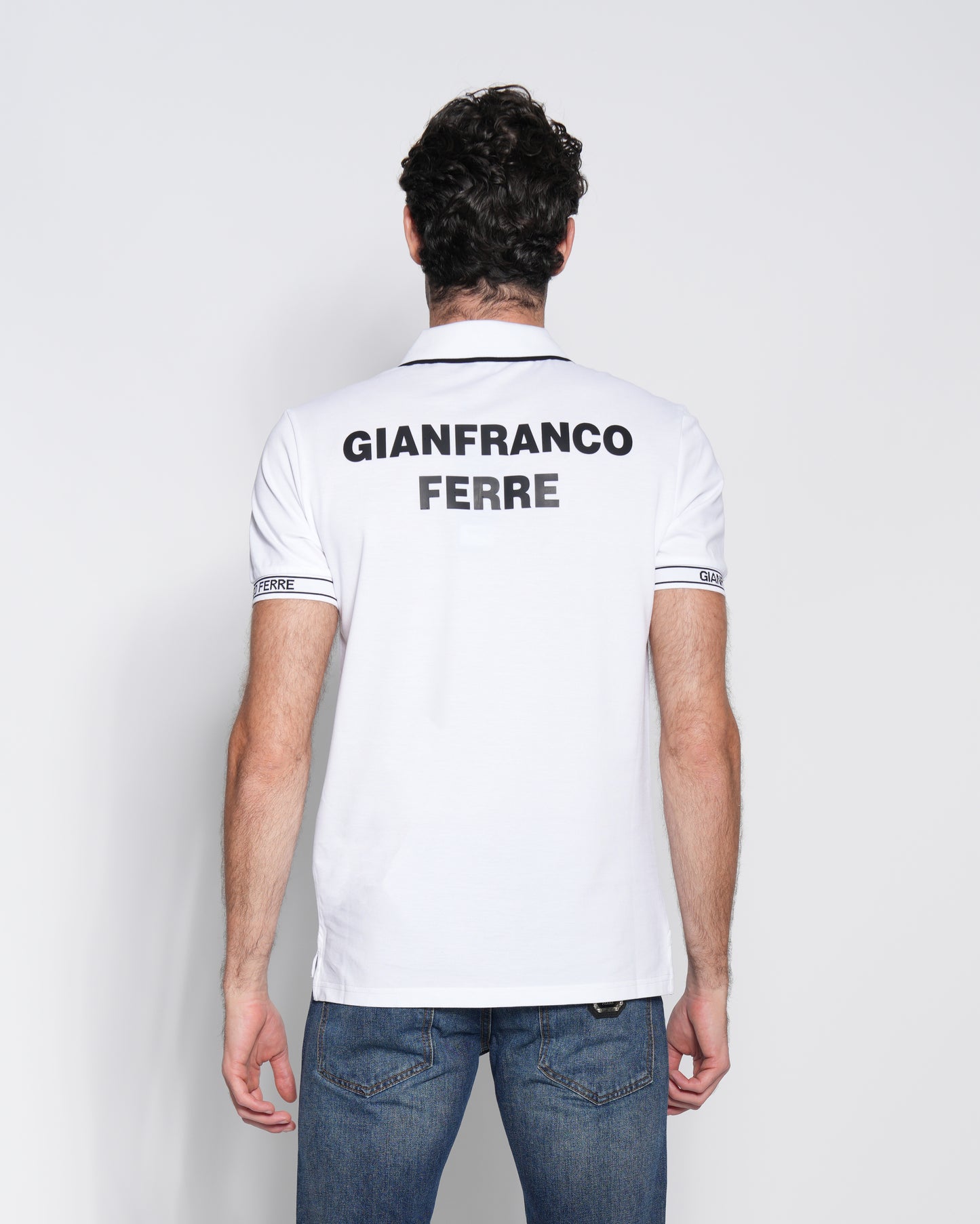 White Jacquard Cotton Polo-Shirt