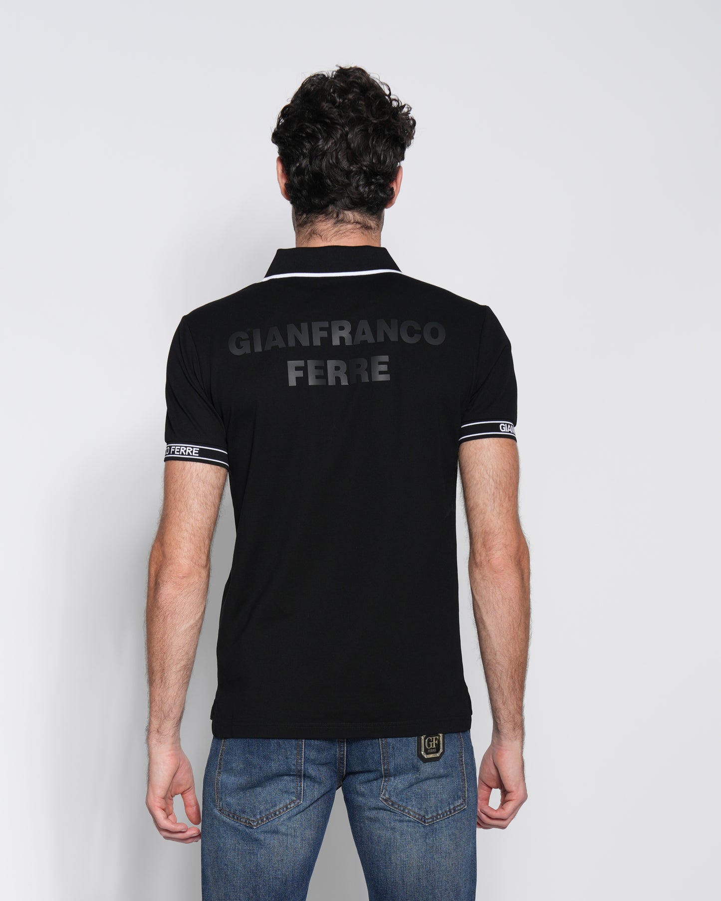 Black Jacquard Cotton Polo-Shirt