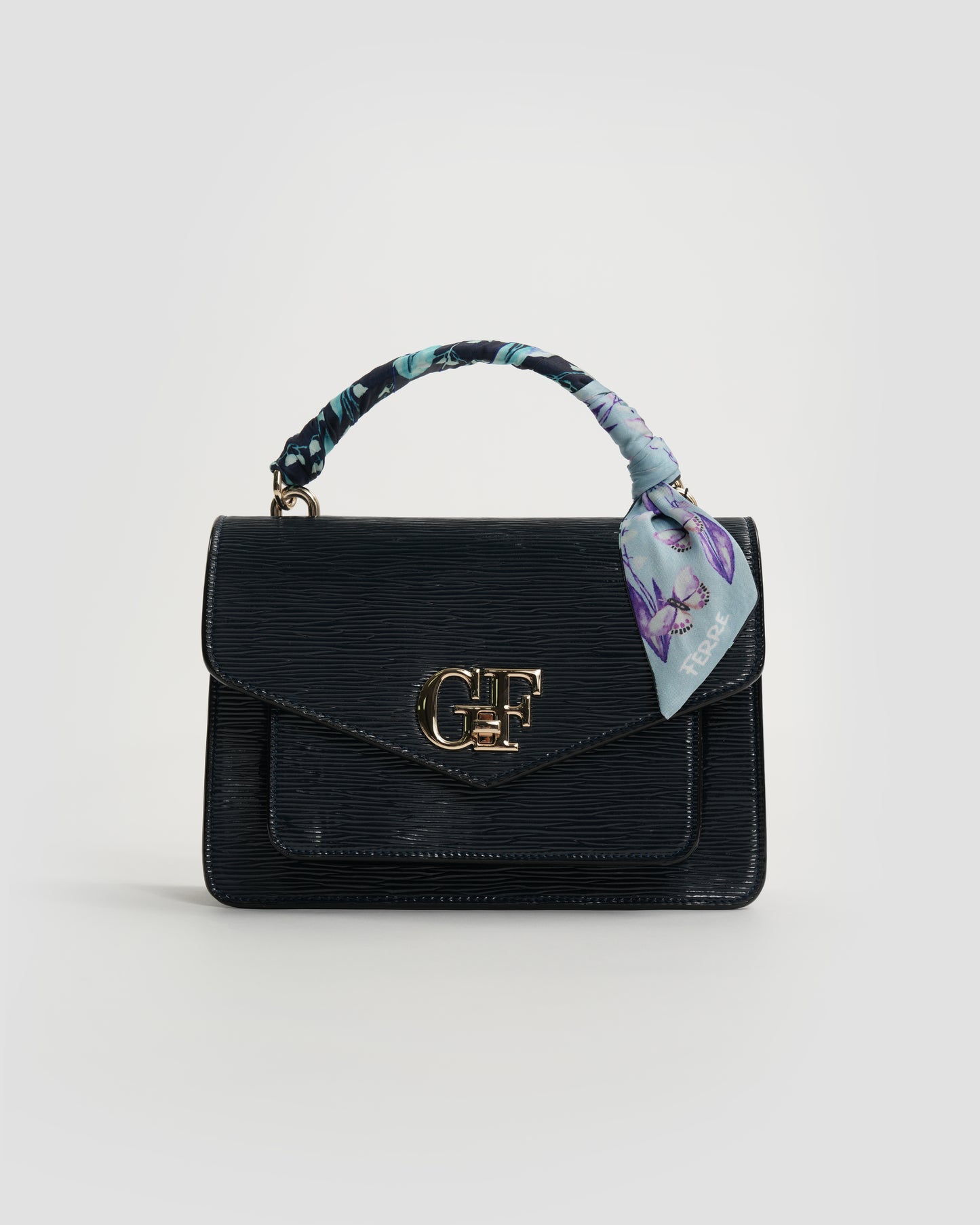 GF Hand Bag with Scarf-Tied Top Handle
