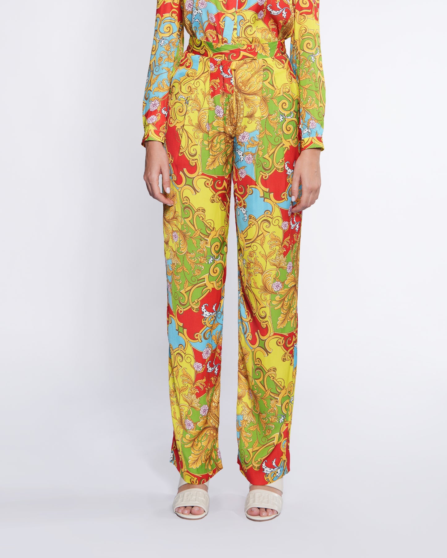 Baroque Print Straight Pants